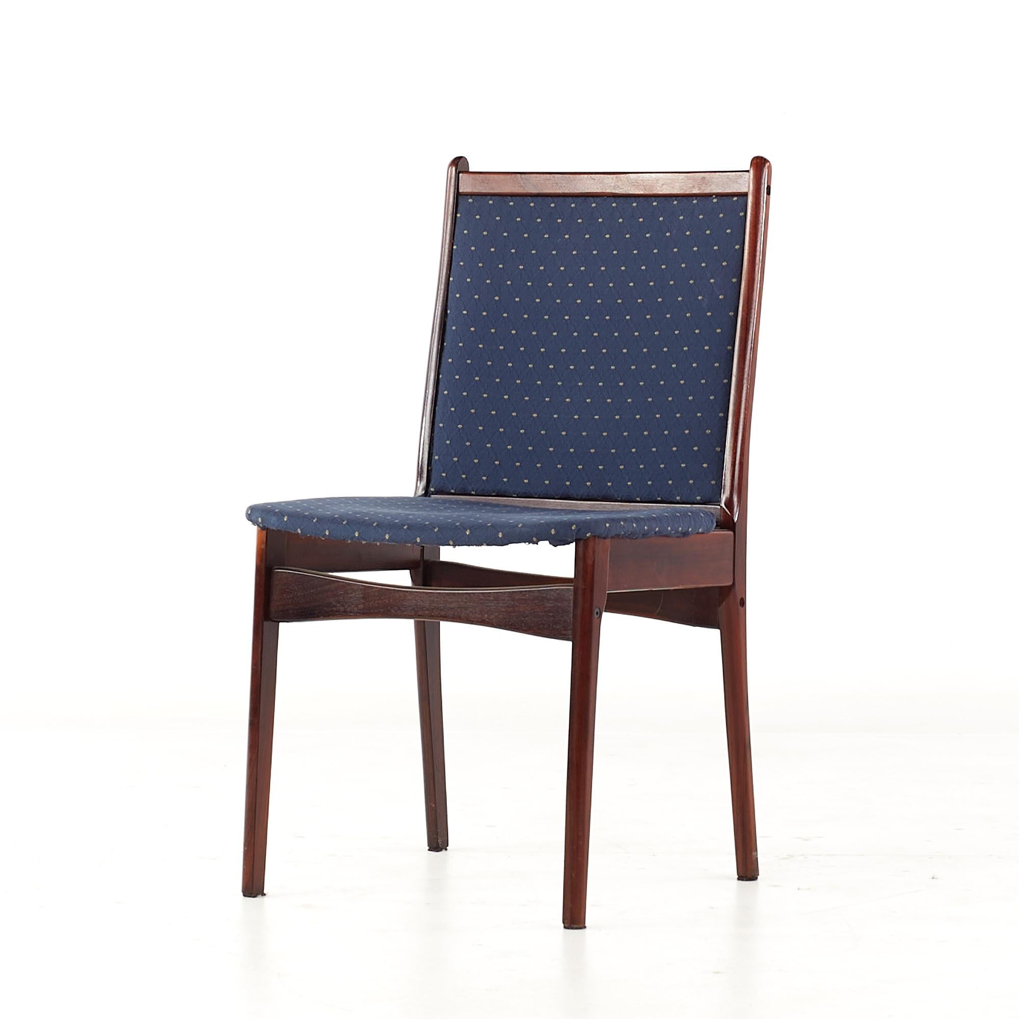 Late 20th Century Erik Buch Style Mid Century Rosewood Dining Chairs, Set of 8 For Sale