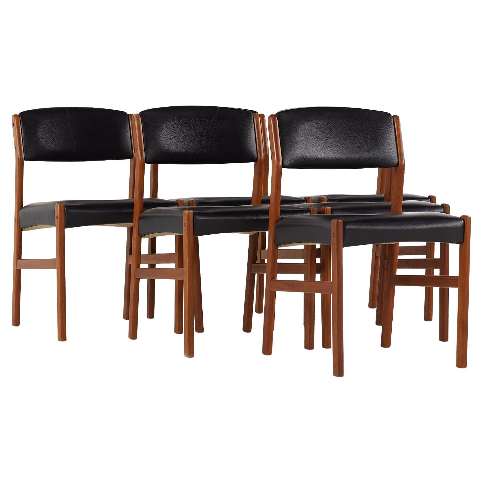 Erik Buch Style Mid Century Teak Dining Chairs, Set of 6 For Sale