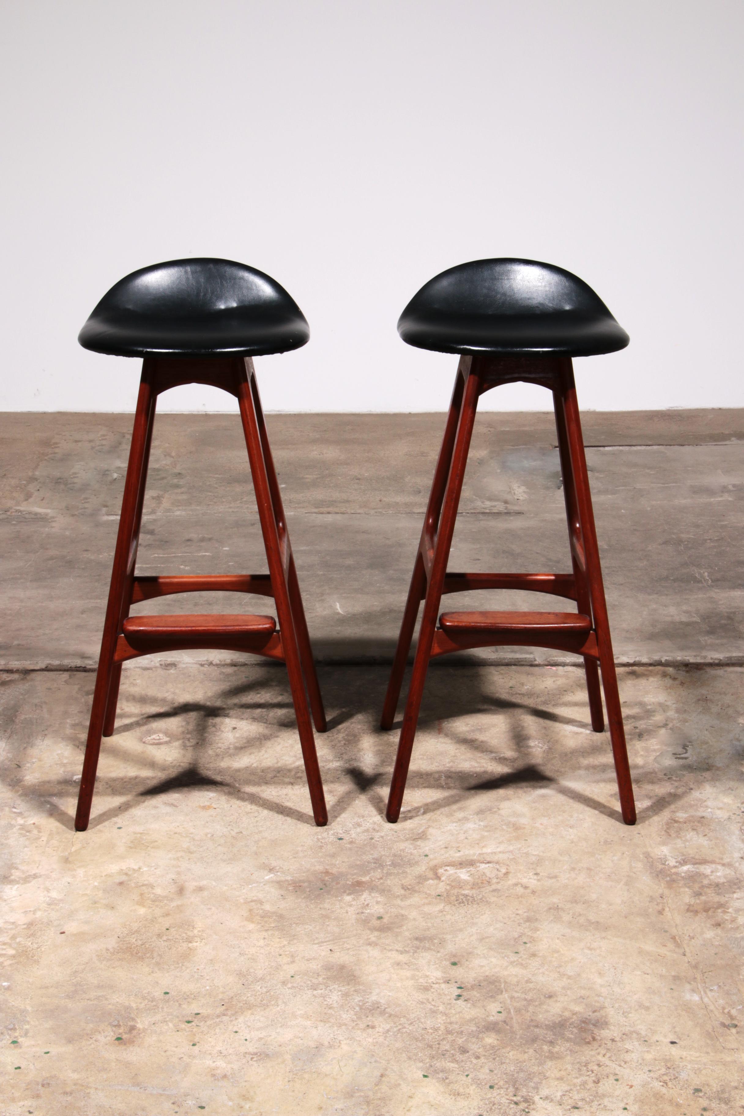 Danish Erik Buch Teak bar stools 1960 Denmark