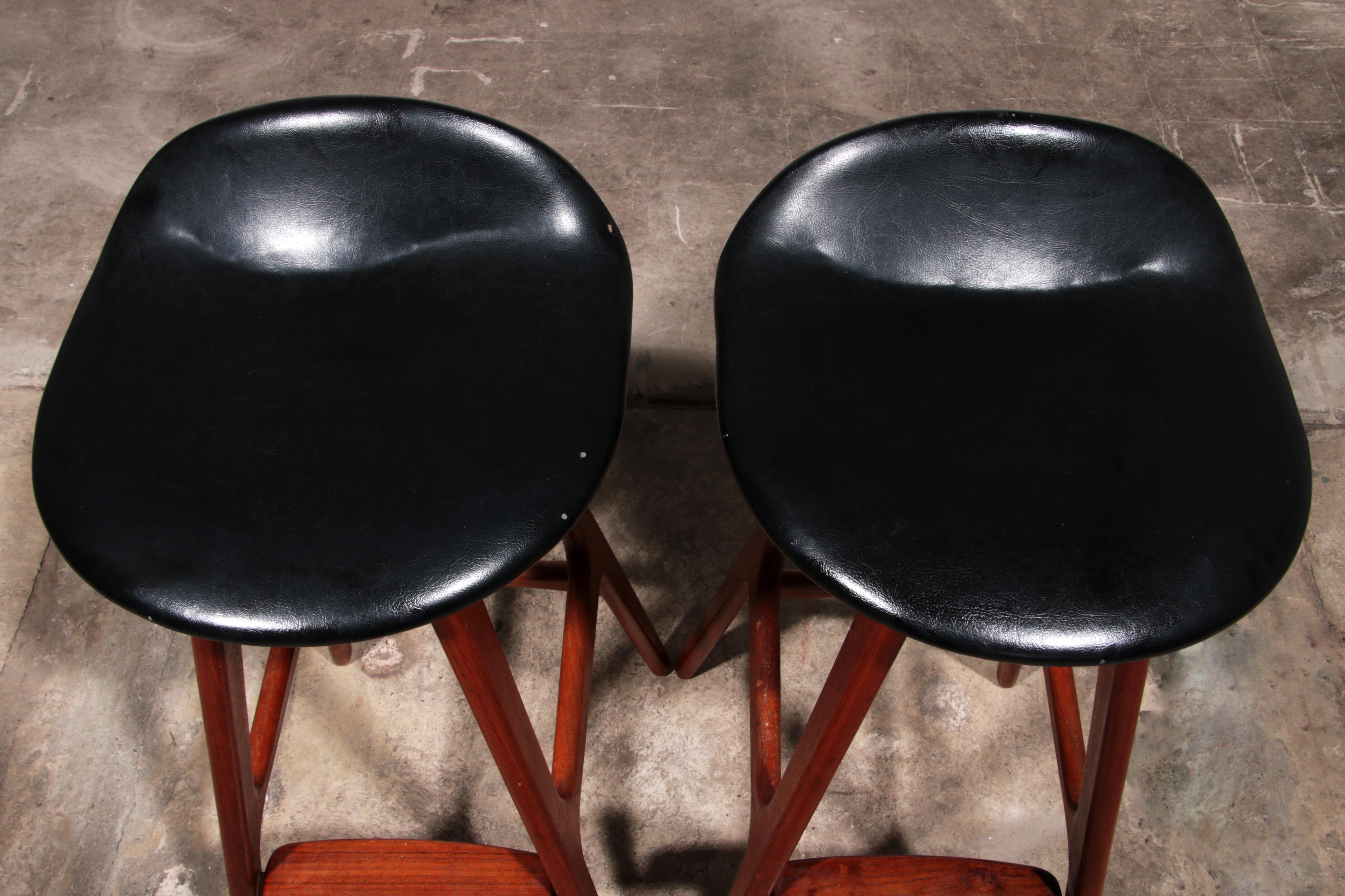 Erik Buch Teak bar stools 1960 Denmark 1