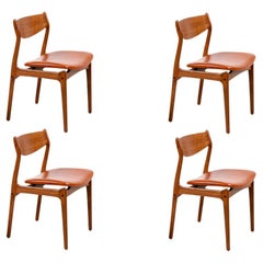 Erik Buch Teak & Cognac Leather Dining Chairs for O.D. Mobler