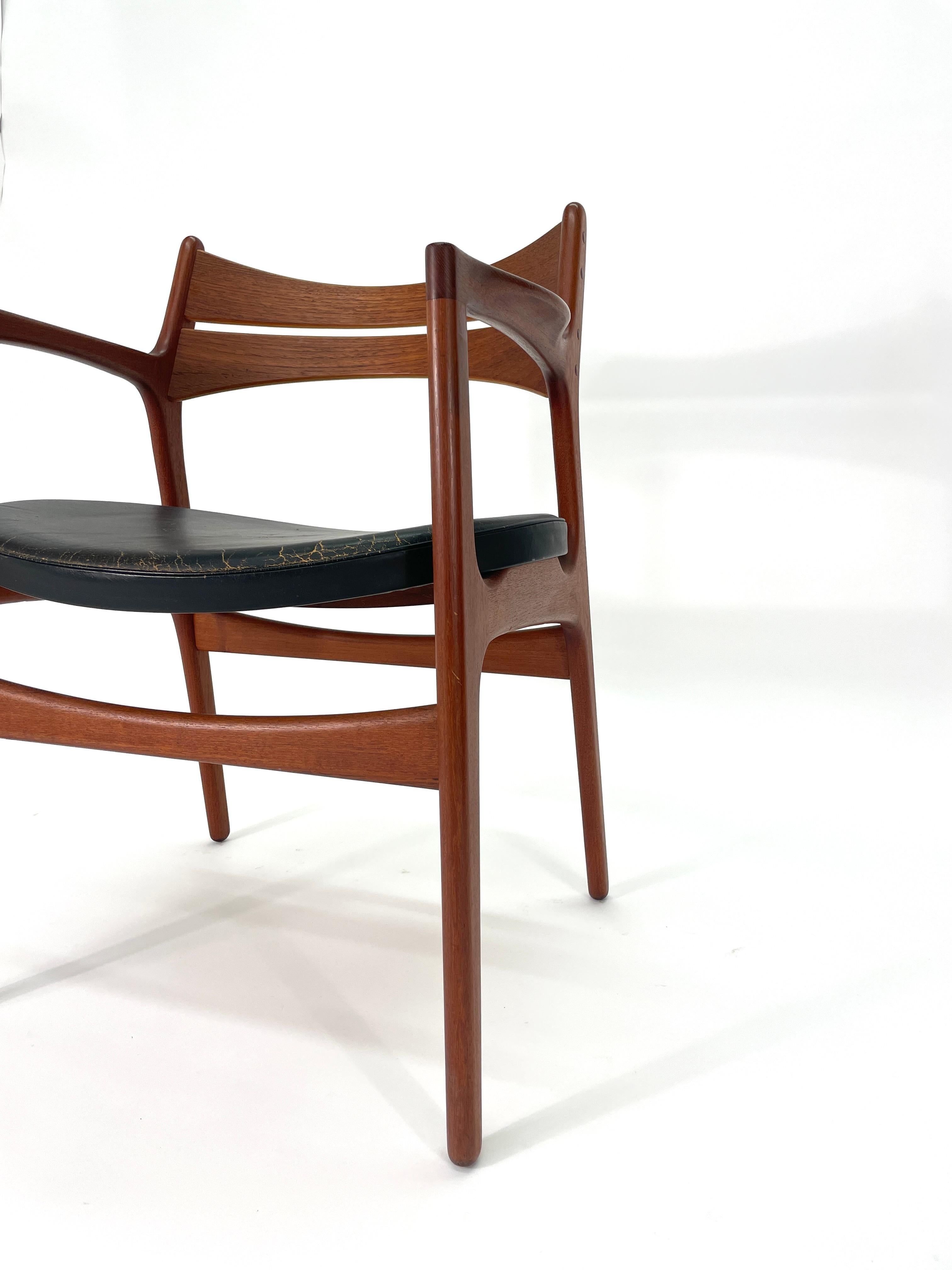 Erik Buch Teak Desk Chair with Arms for Christiansen Møbelfabrik For Sale 6