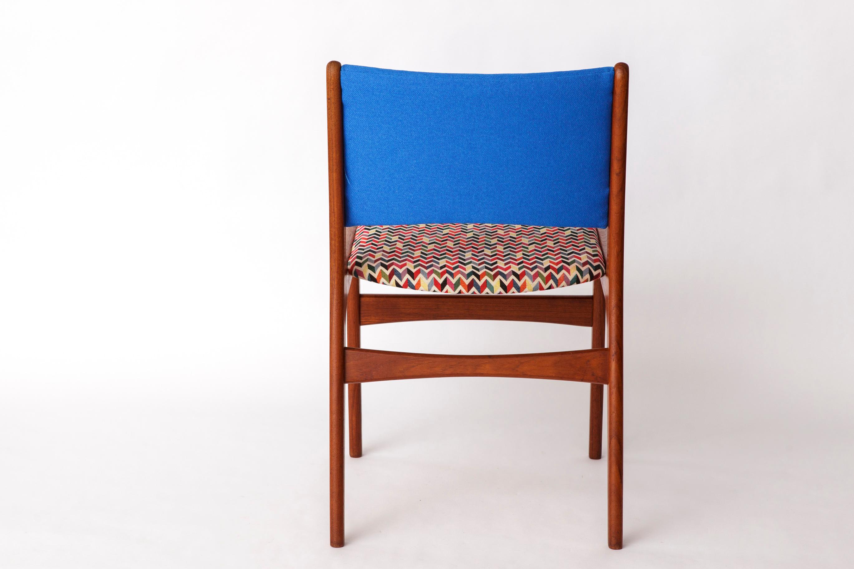 Erik Buch Teak Dining Chair – Model 98 (1960s, Denmark) – Restored & Upholstered In Good Condition For Sale In Hannover, DE