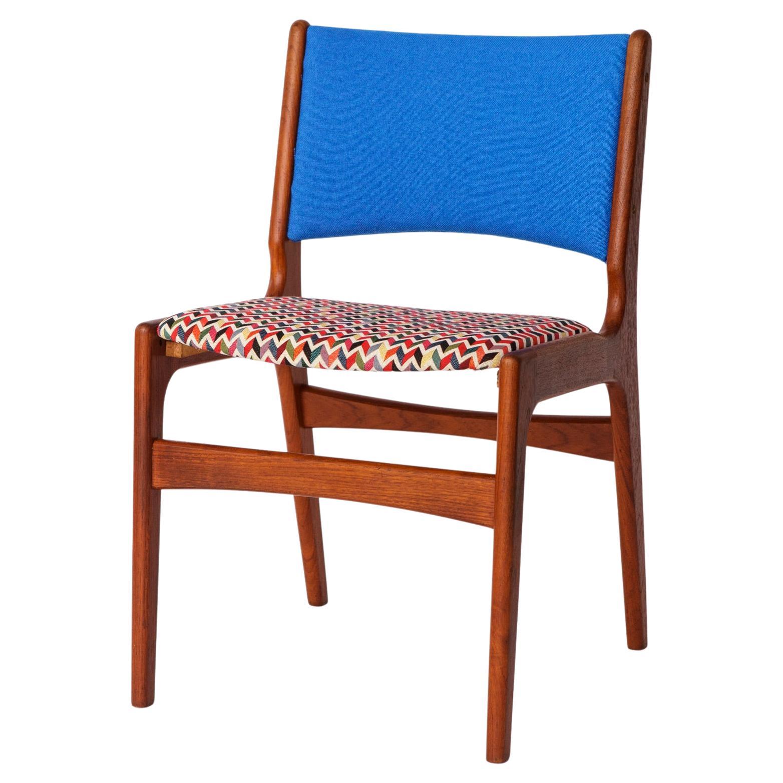 Erik Buch Teak Dining Chair – Model 98 (1960s, Denmark) – Restored & Upholstered For Sale