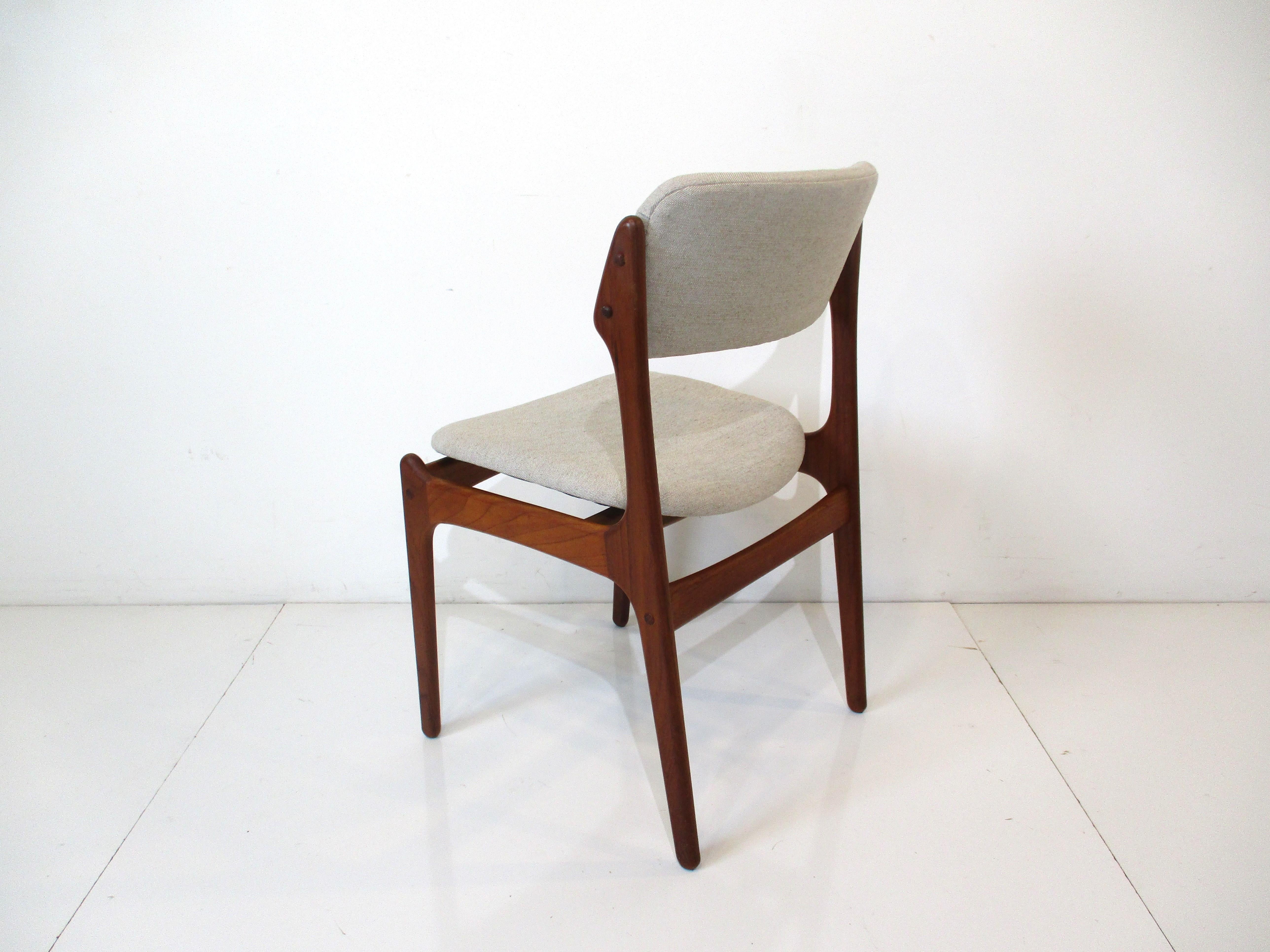 Upholstery Erik Buch Teak OD-49 Dining Chairs for OD Mobler Denmark