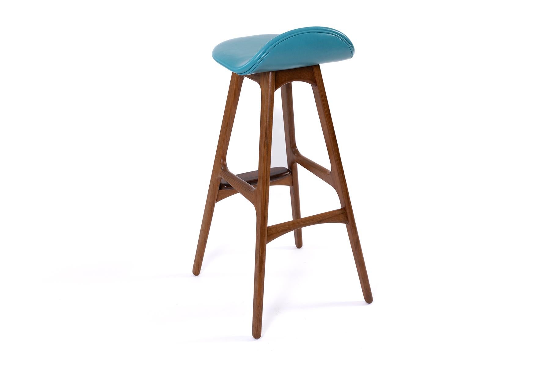 Mid-Century Modern Erik Buch Bar Stools in Leather, Rosewood & Teak  For Sale