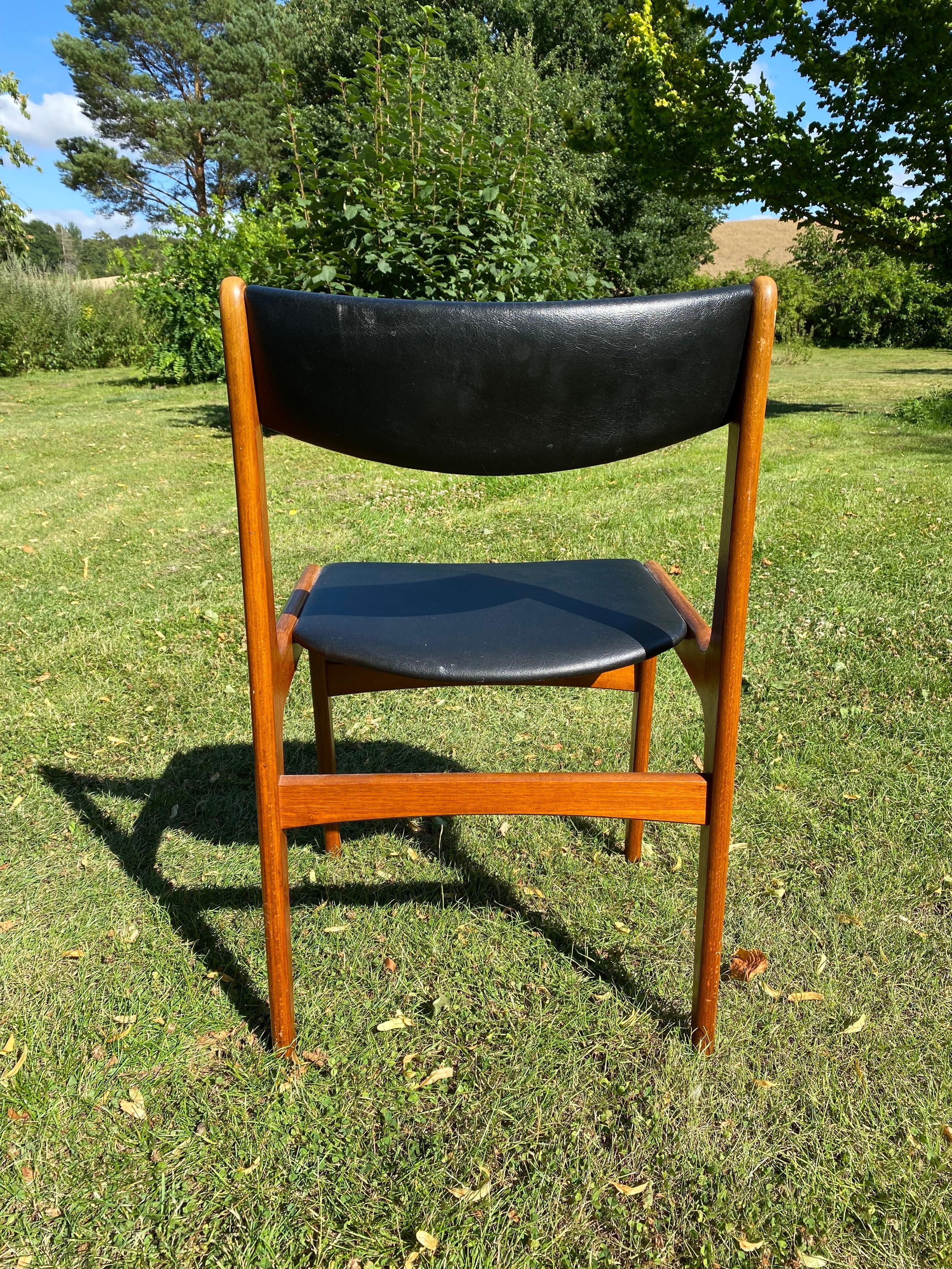 Danish Erik Buck Dining Chairs in Teak For Sale