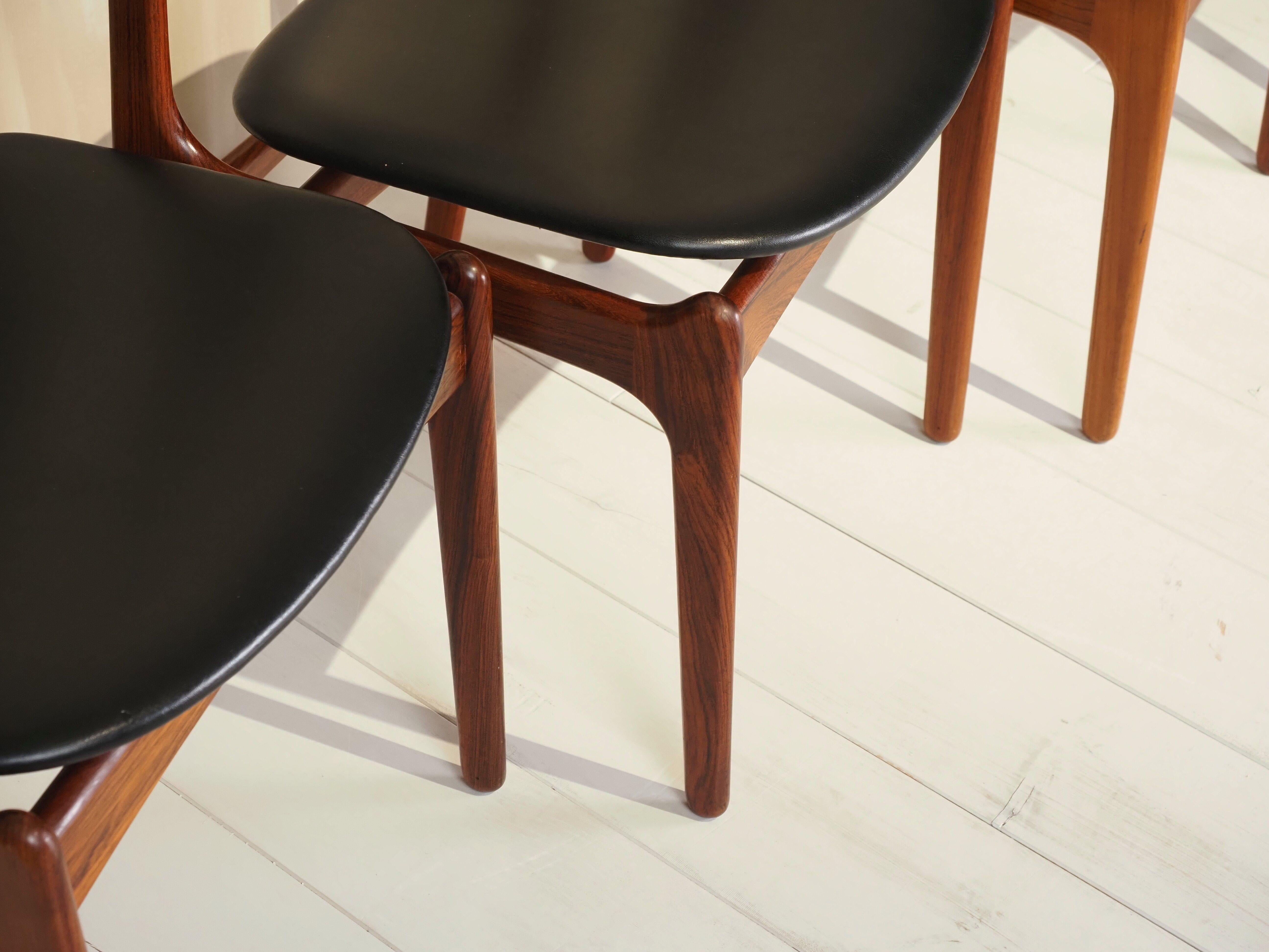 Chaises de salle à manger Erik Buck Model No. 49 pour D. A. Møbler 1960's Bon état - En vente à Diest, BE