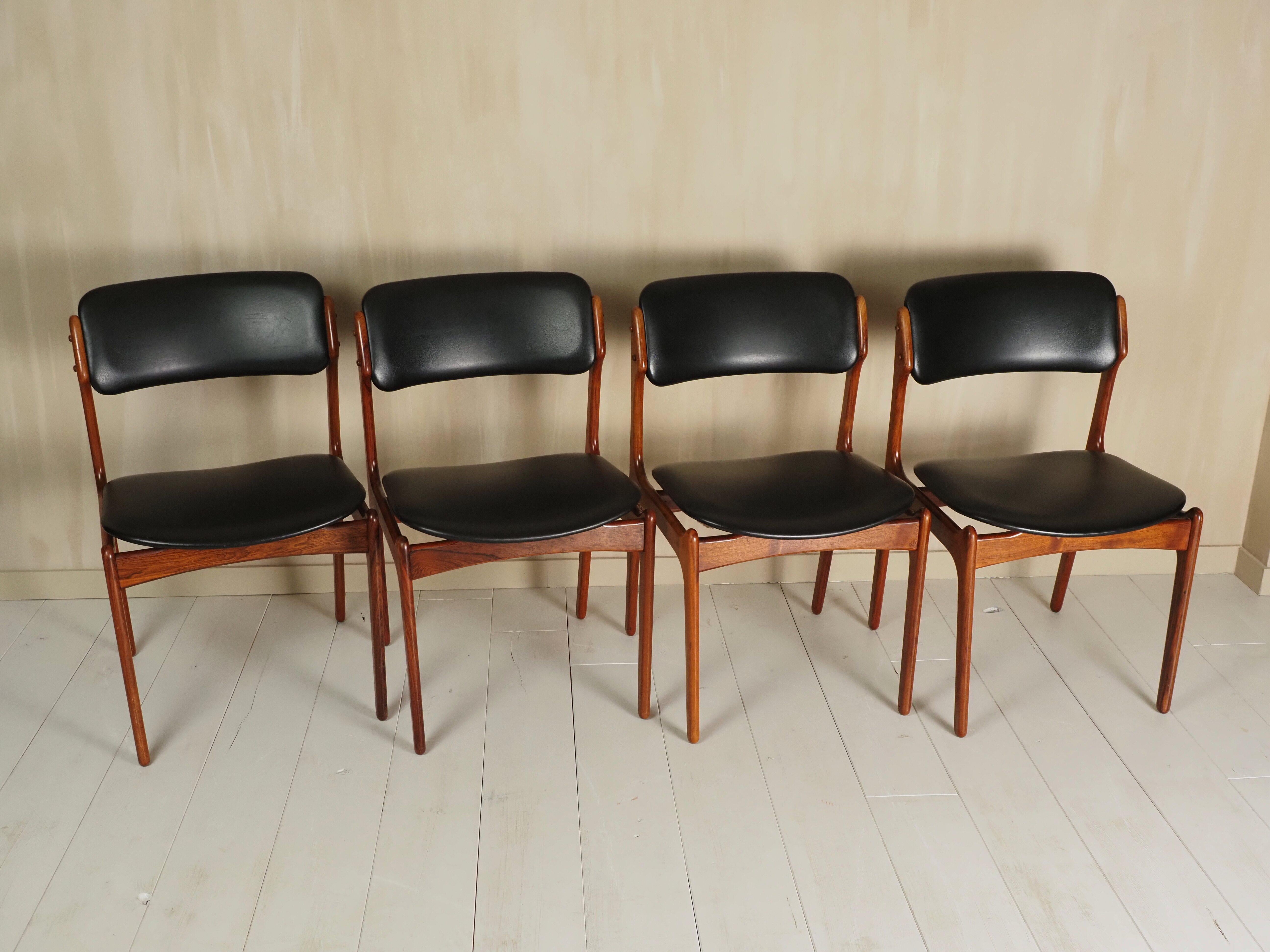 Bois Chaises de salle à manger Erik Buck Model No. 49 pour D. A. Møbler 1960's en vente