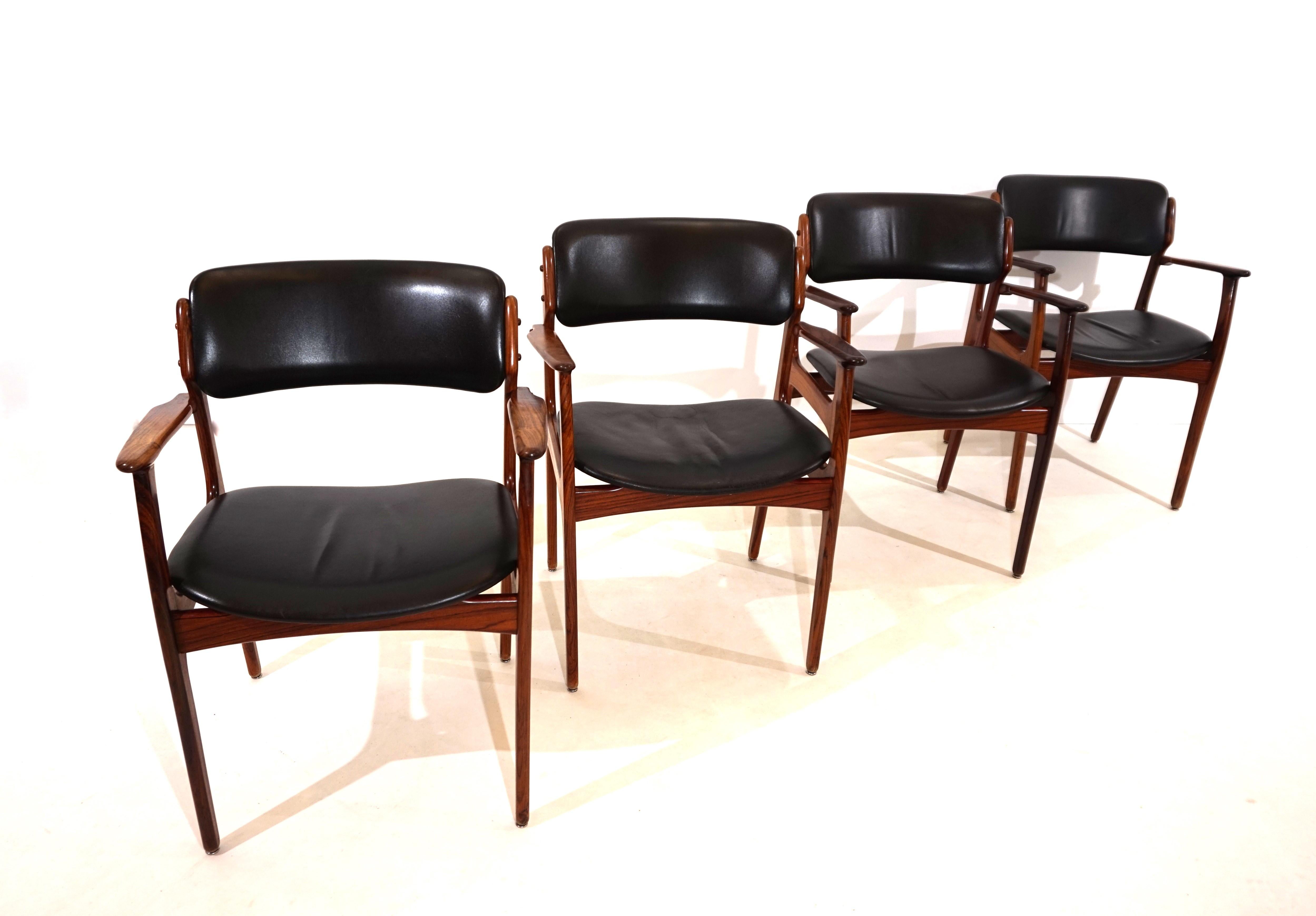 Erik Buck set of 4 OD 50 rosewood dining chairs for OD Mobler For Sale 4