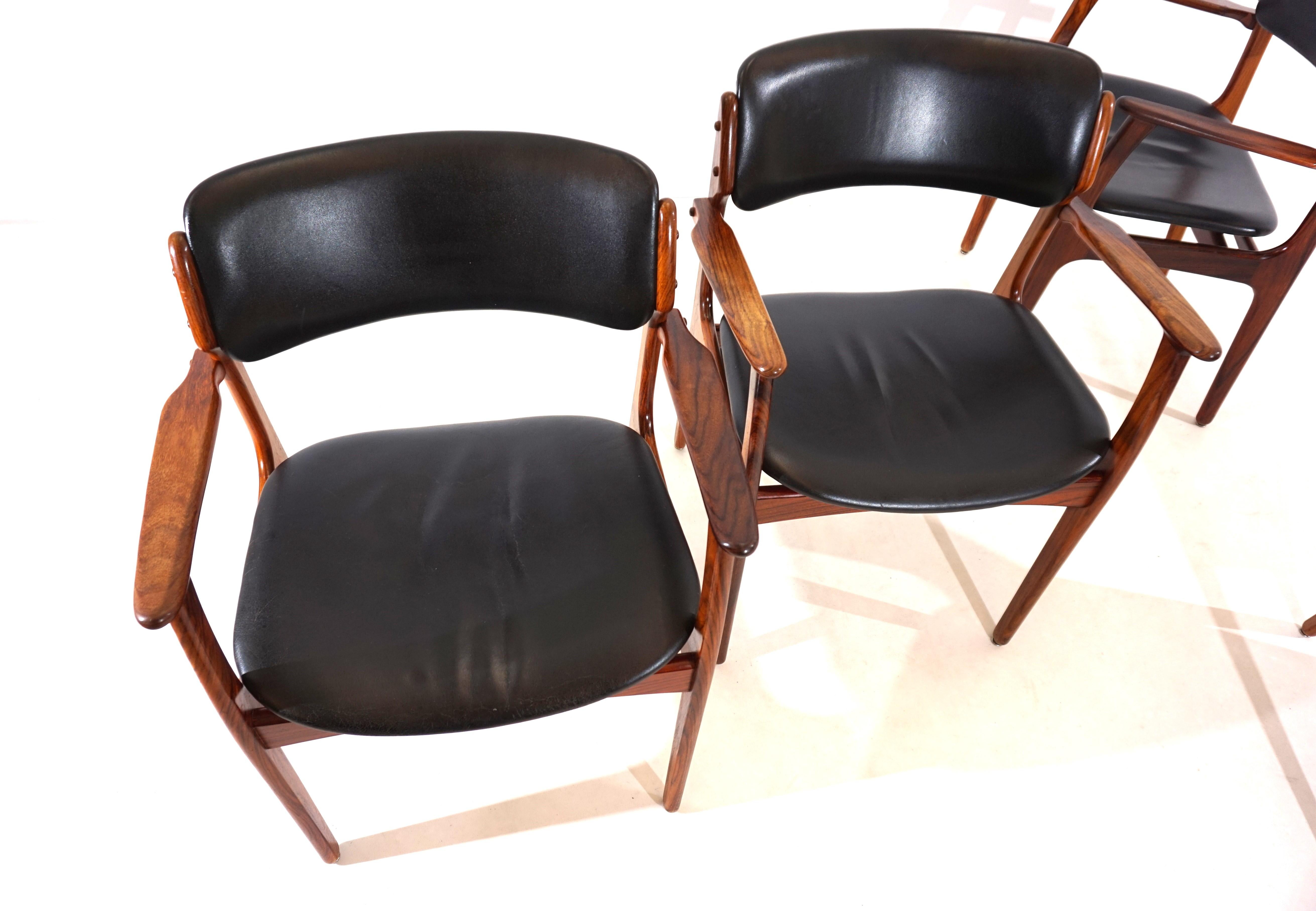 Erik Buck set of 4 OD 50 rosewood dining chairs for OD Mobler For Sale 5
