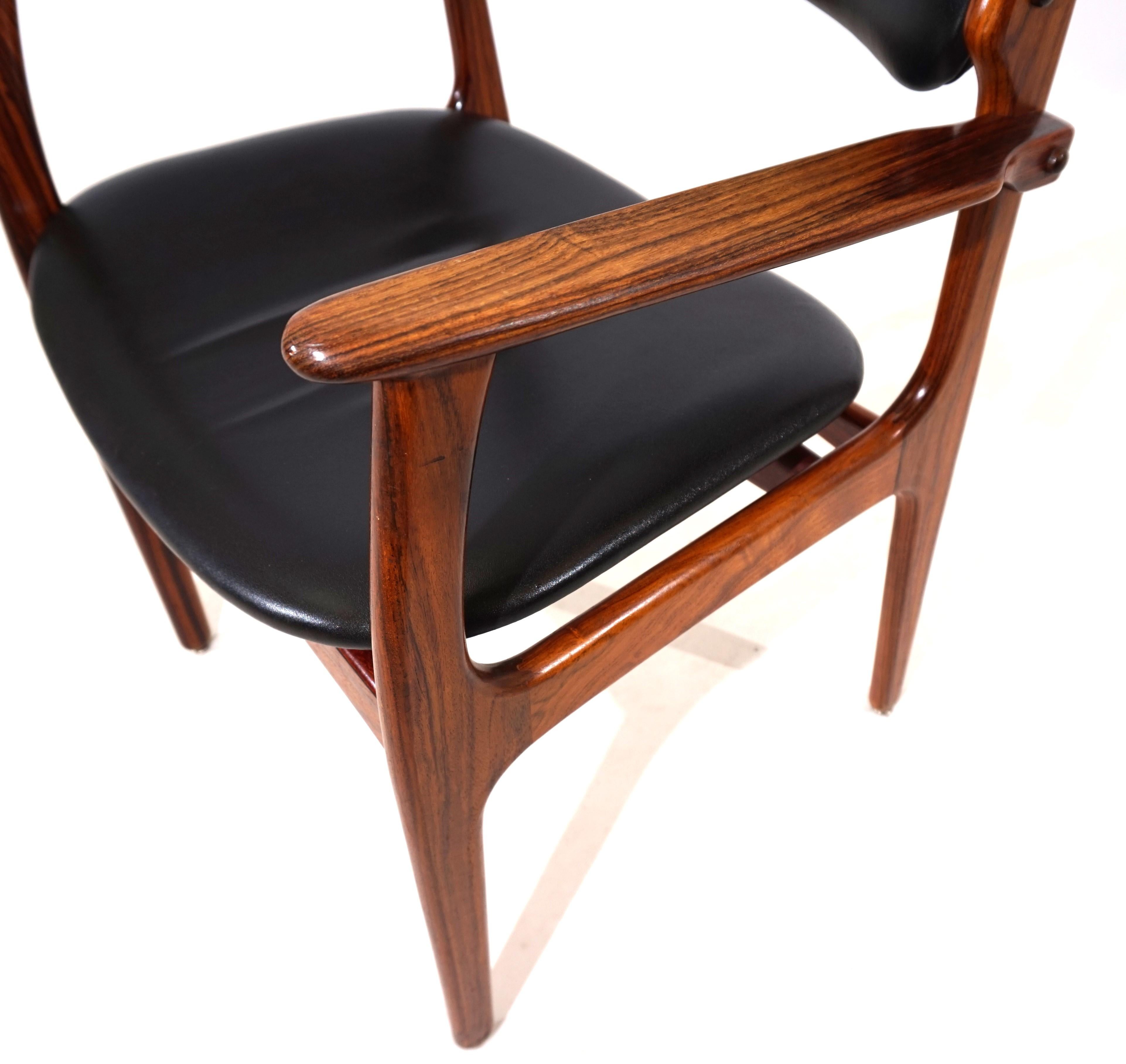 Erik Buck set of 4 OD 50 rosewood dining chairs for OD Mobler For Sale 7
