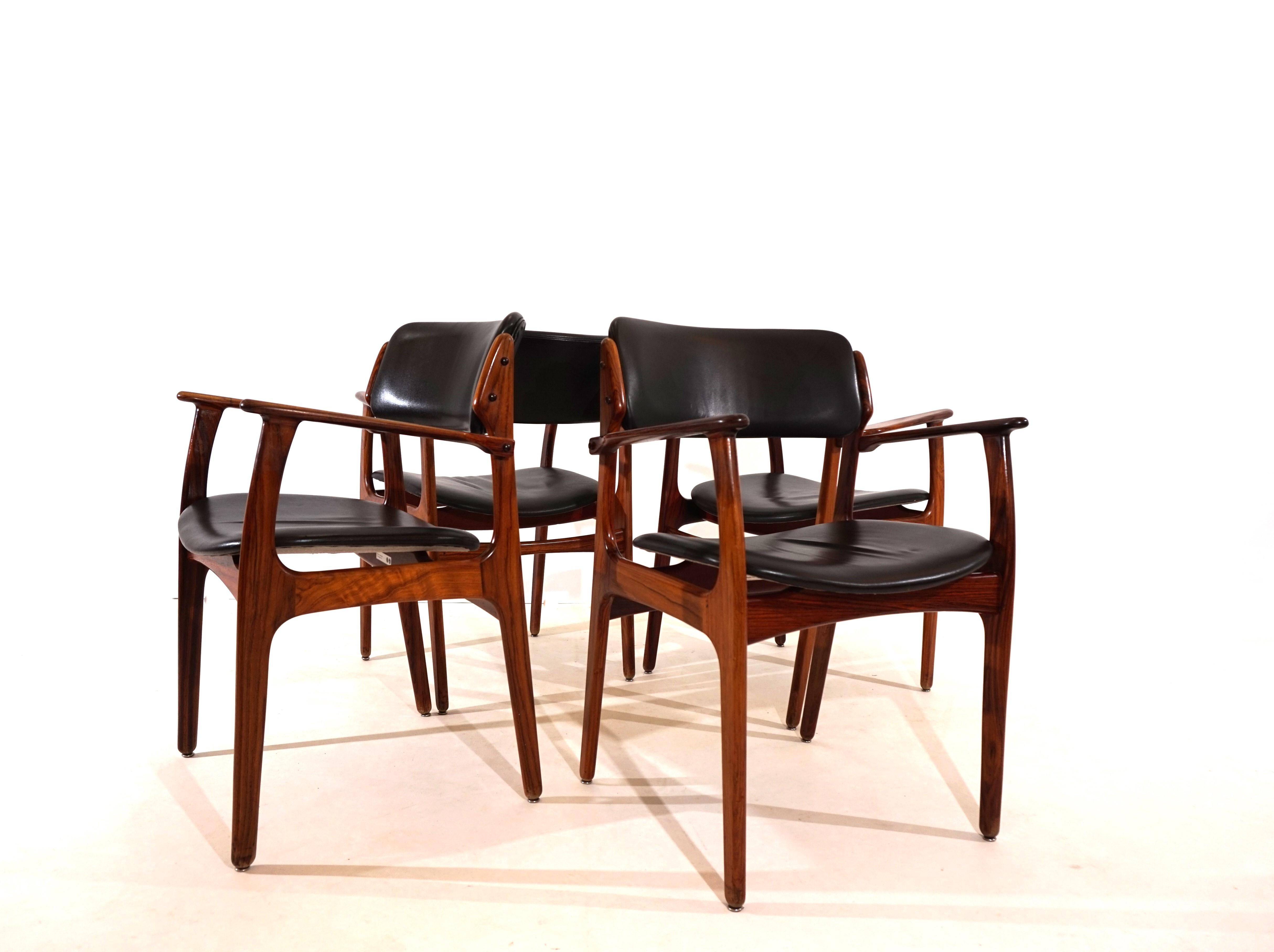 Mid-Century Modern Erik Buck set of 4 OD 50 rosewood dining chairs for OD Mobler For Sale