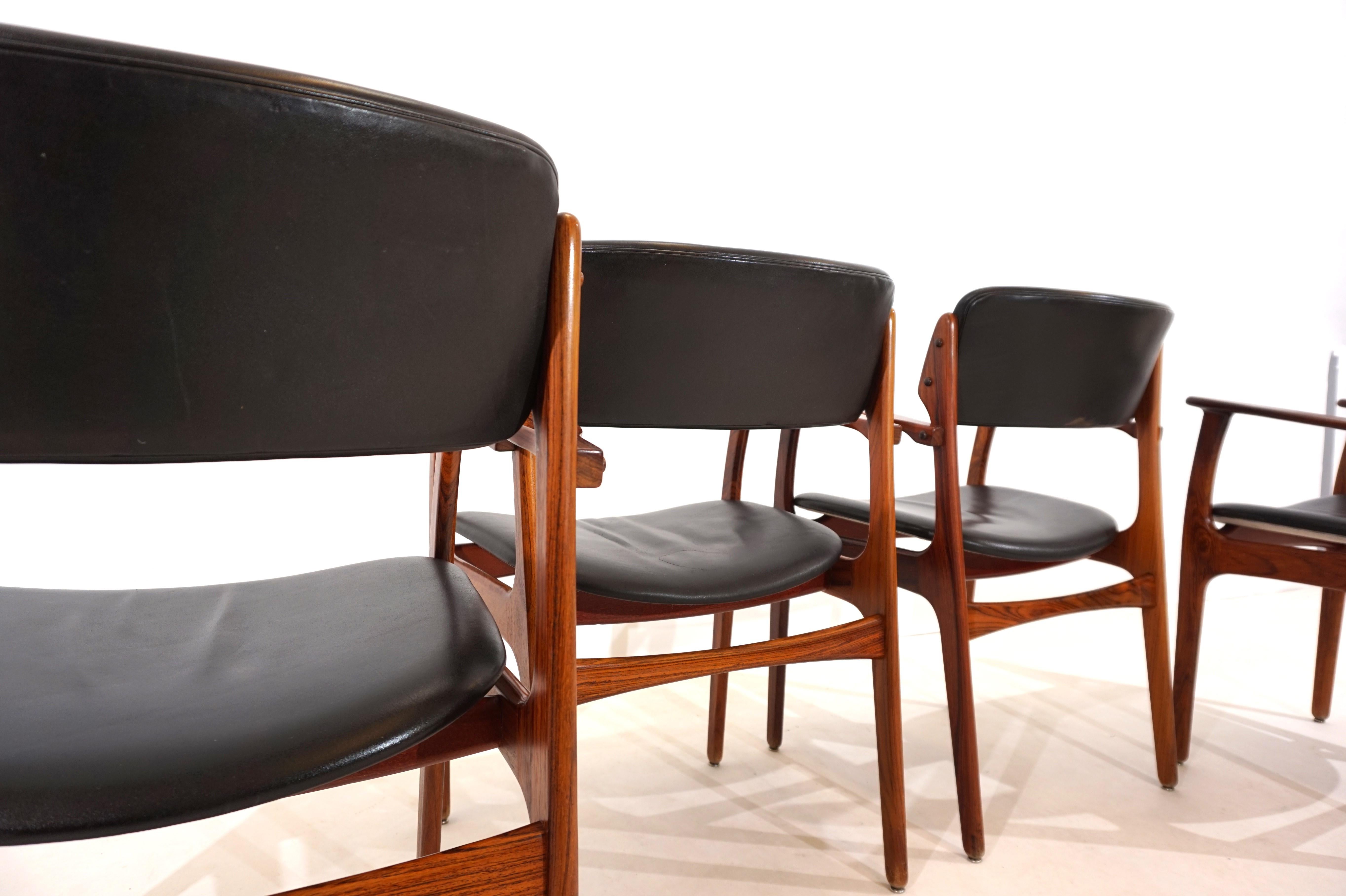 Erik Buck, 4er-Set OD 50 Esszimmerstühle aus Palisanderholz für OD Mobler (Mitte des 20. Jahrhunderts) im Angebot
