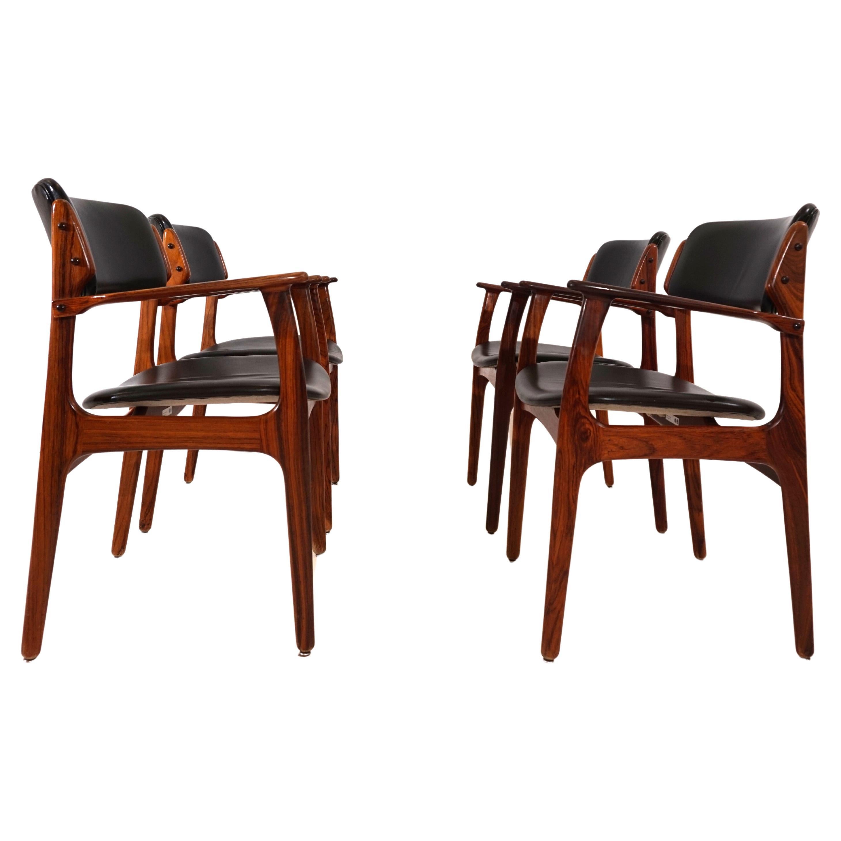 Erik Buck set of 4 OD 50 rosewood dining chairs for OD Mobler For Sale