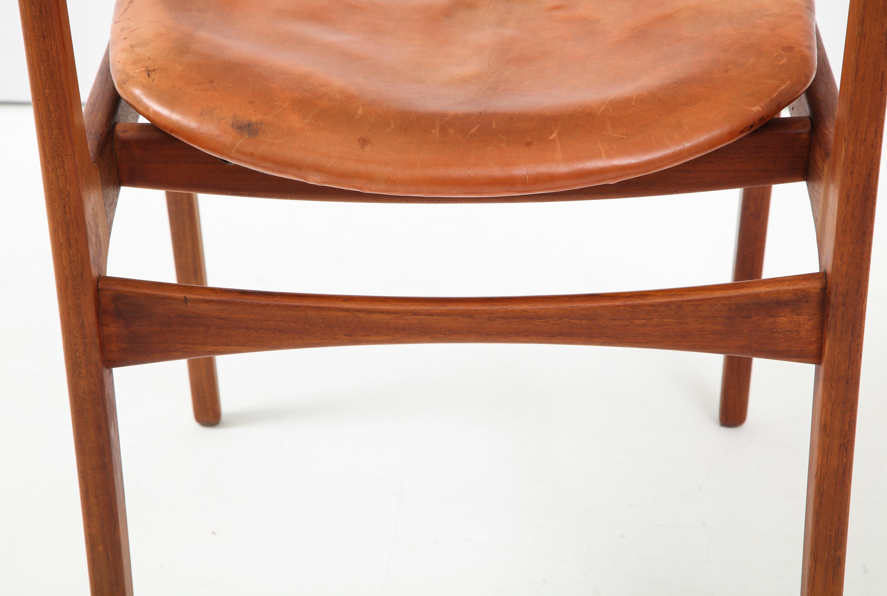 Early Production Erik Buck Teak and Leather Chair 3