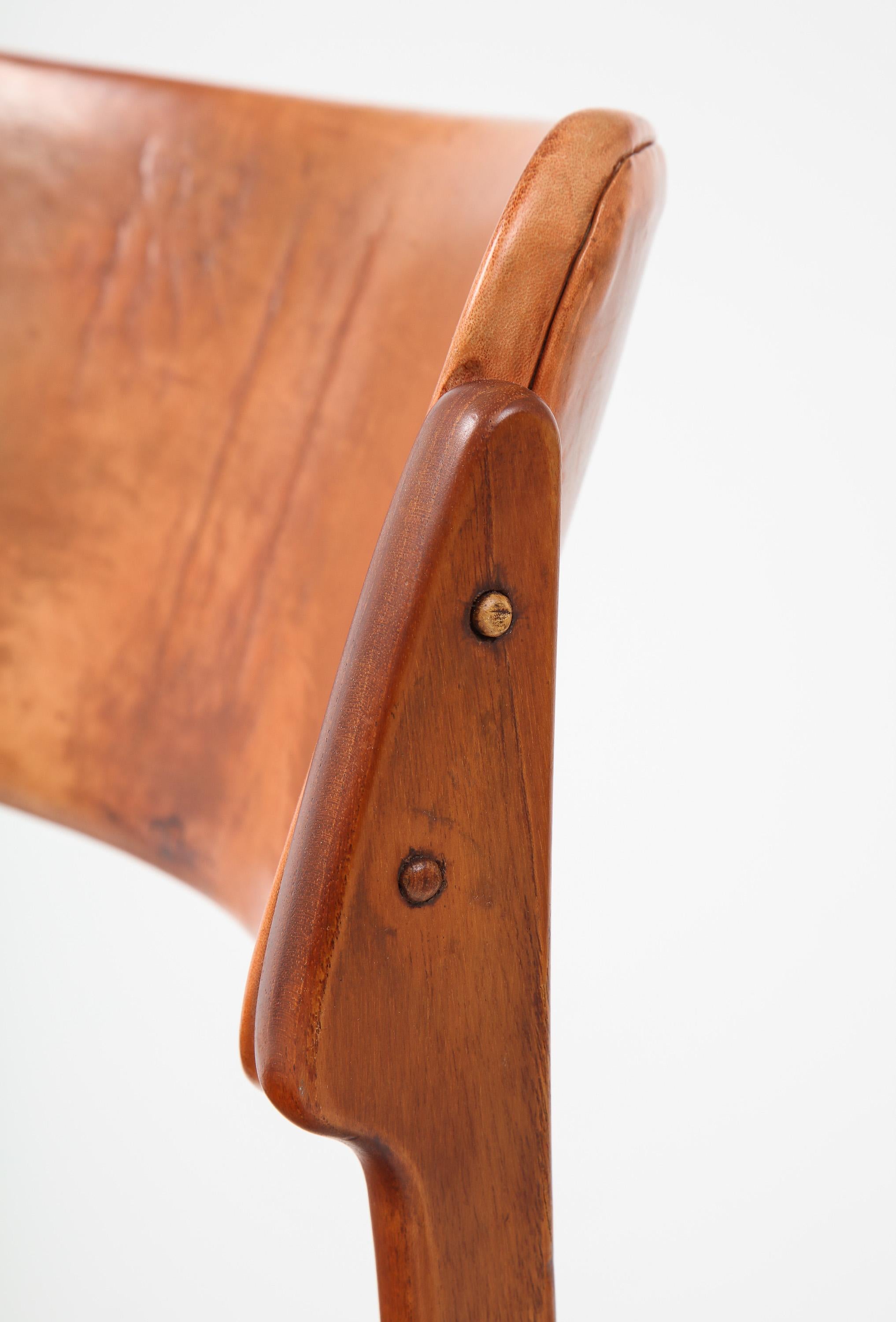 Early Production Erik Buck Teak and Leather Chair 4