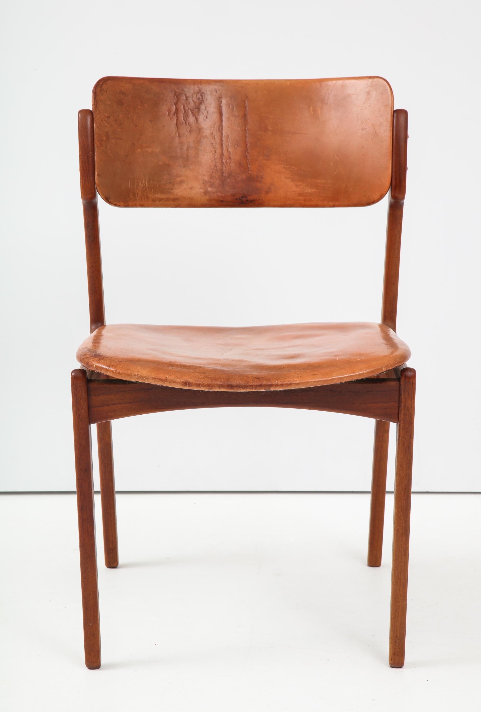 Scandinavian Modern Early Production Erik Buck Teak and Leather Chair