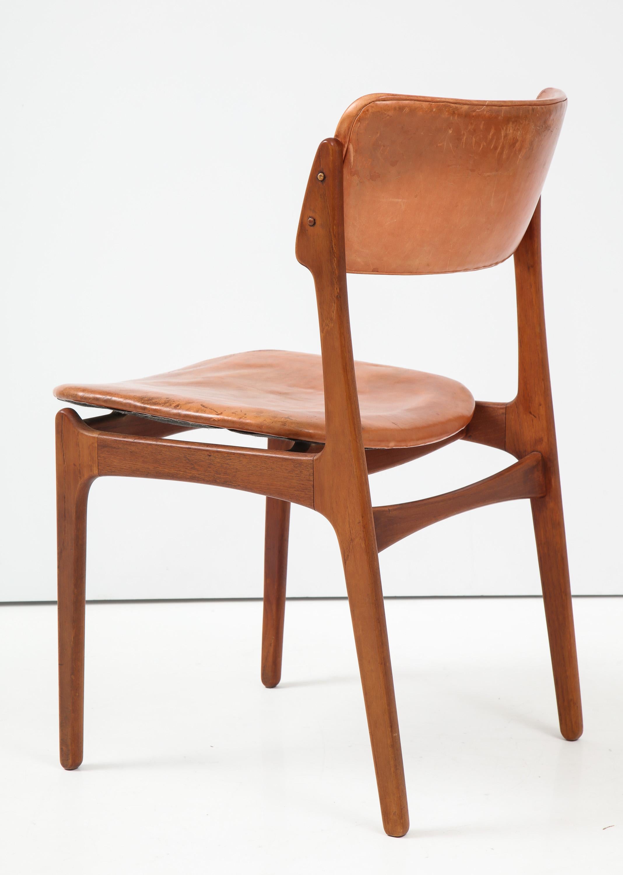 Danish Early Production Erik Buck Teak and Leather Chair