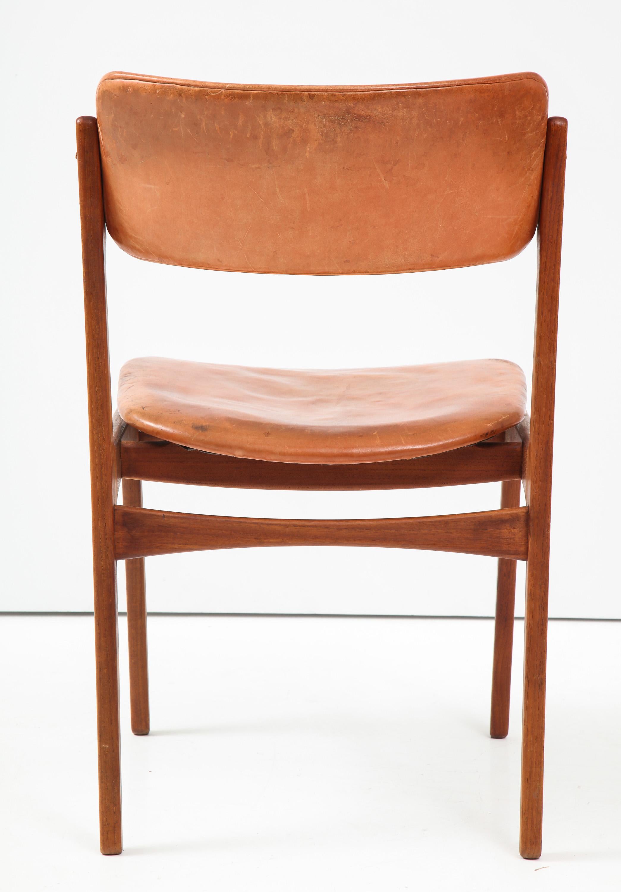 Early Production Erik Buck Teak and Leather Chair In Good Condition In New York, NY