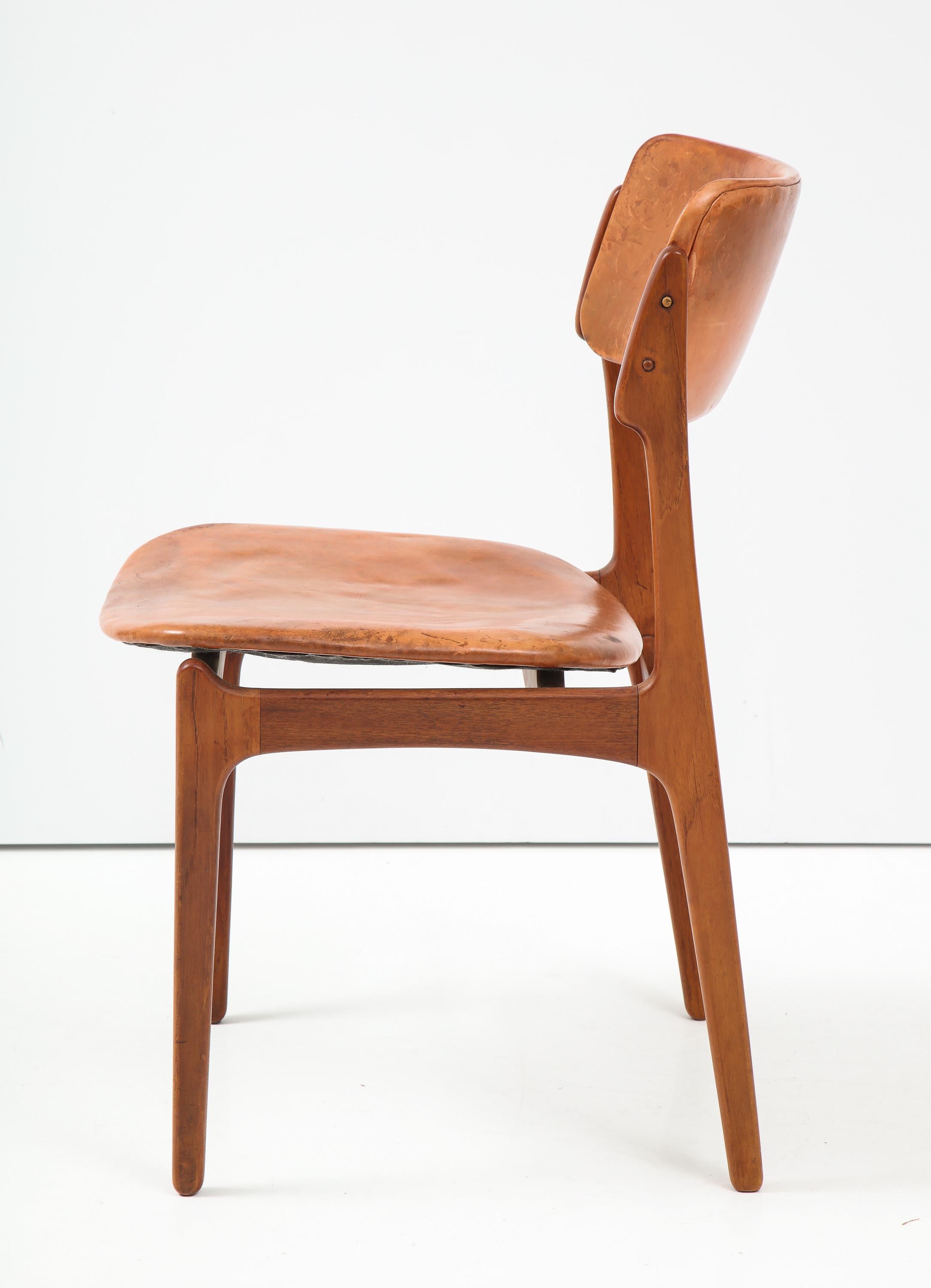 Mid-20th Century Early Production Erik Buck Teak and Leather Chair