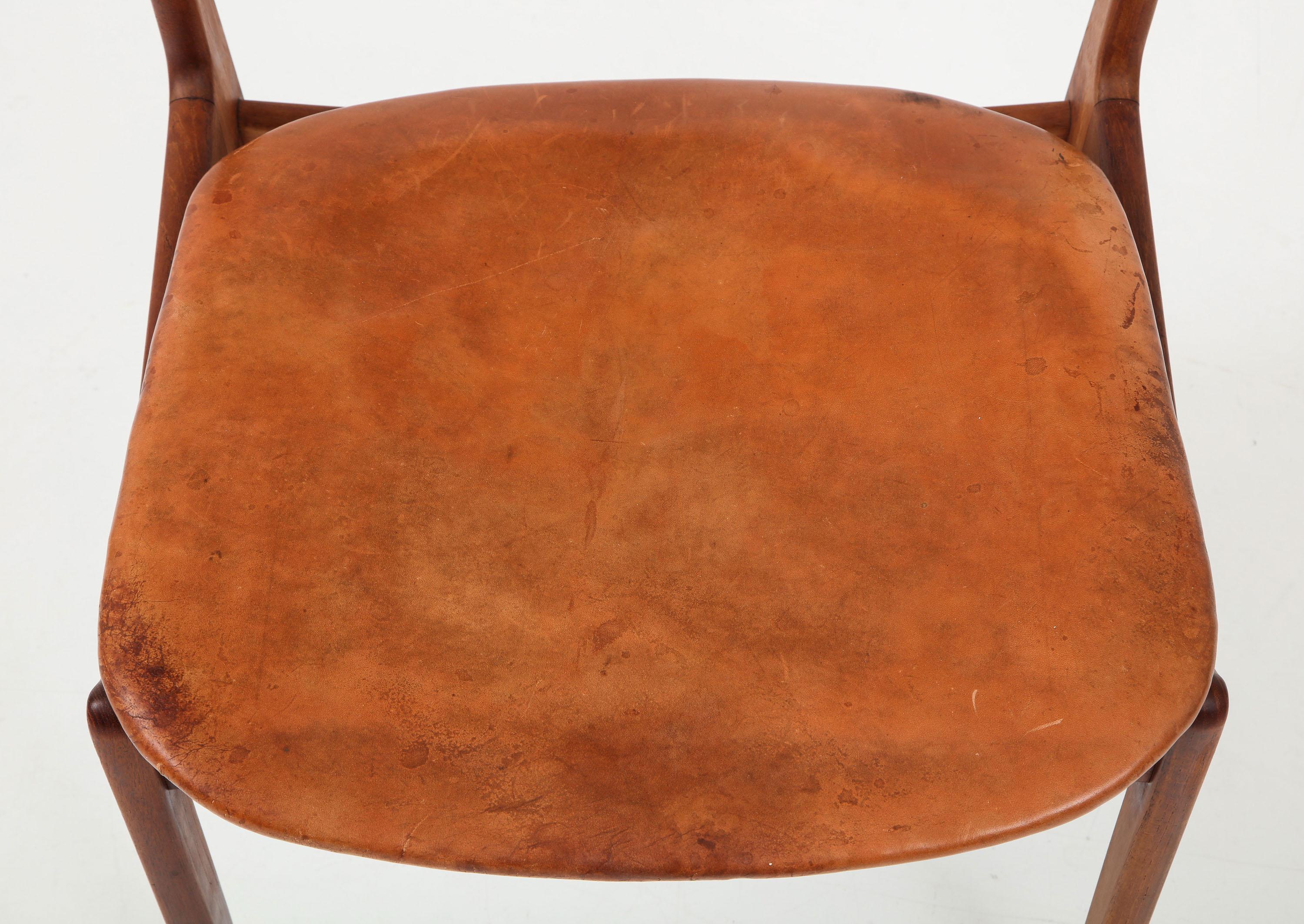 Early Production Erik Buck Teak and Leather Chair 1