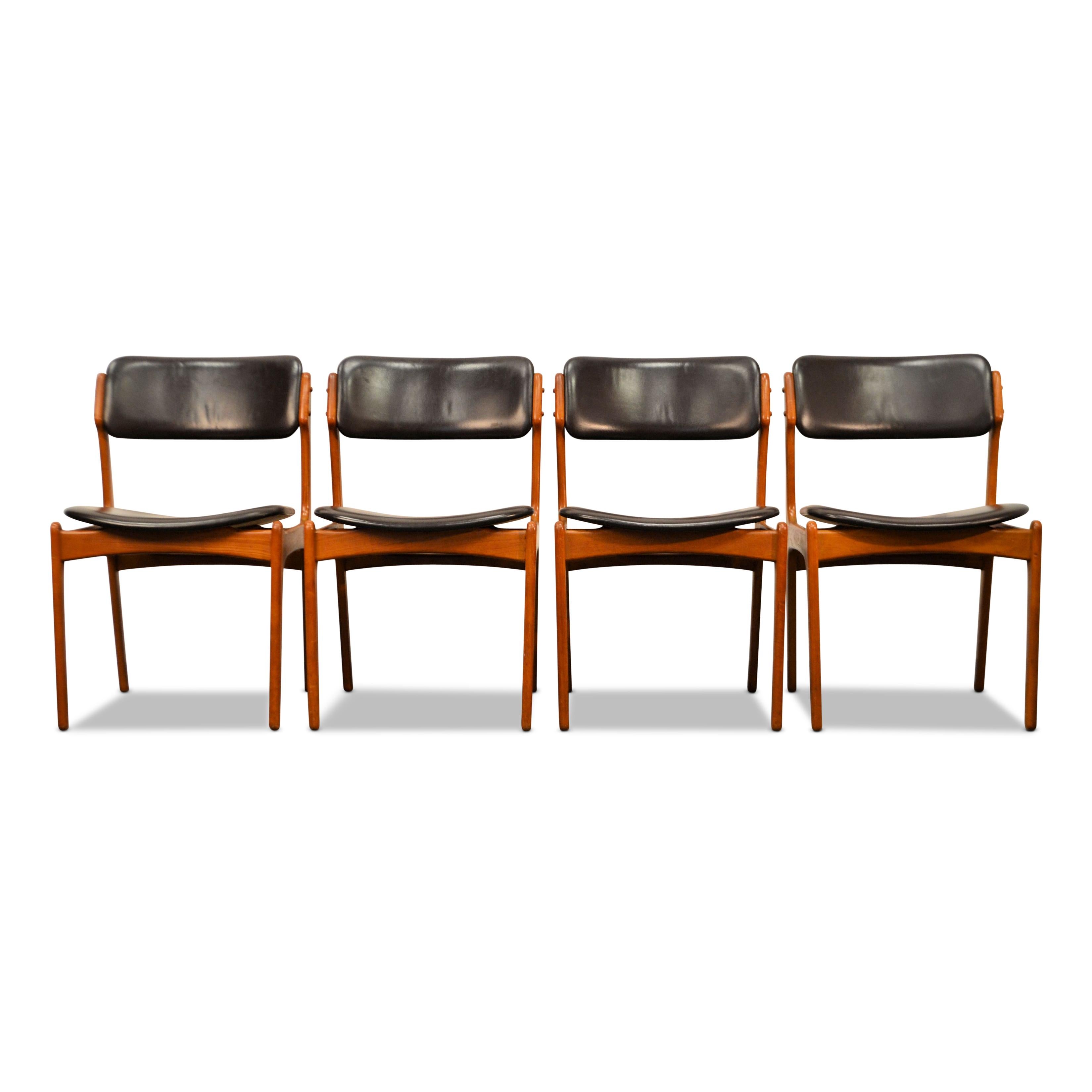 Danish Erik Buck Teak Dining Chairs, Set of Four