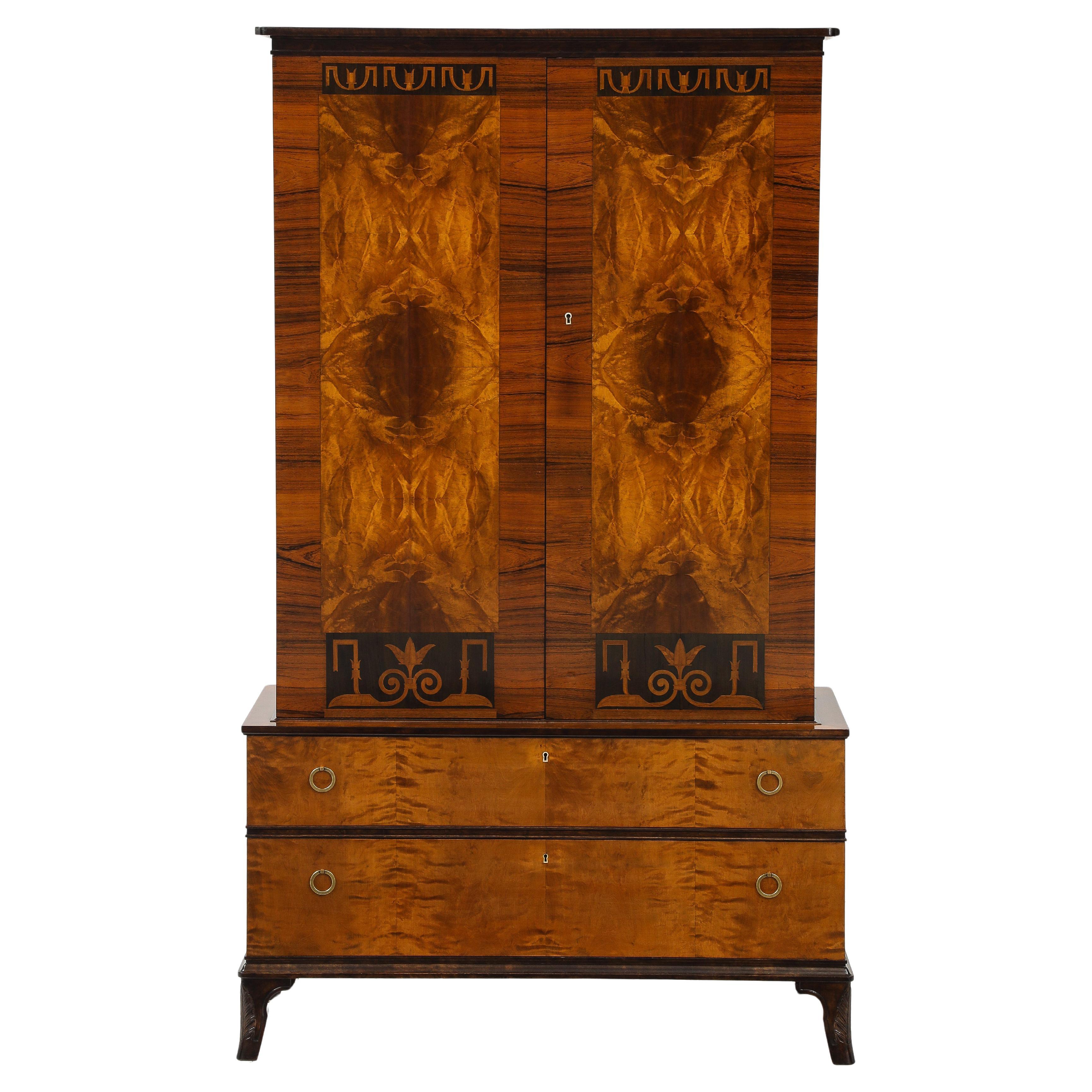 Erik Chambert Birch and Walnut Cabinet. Circa 1920s For Sale