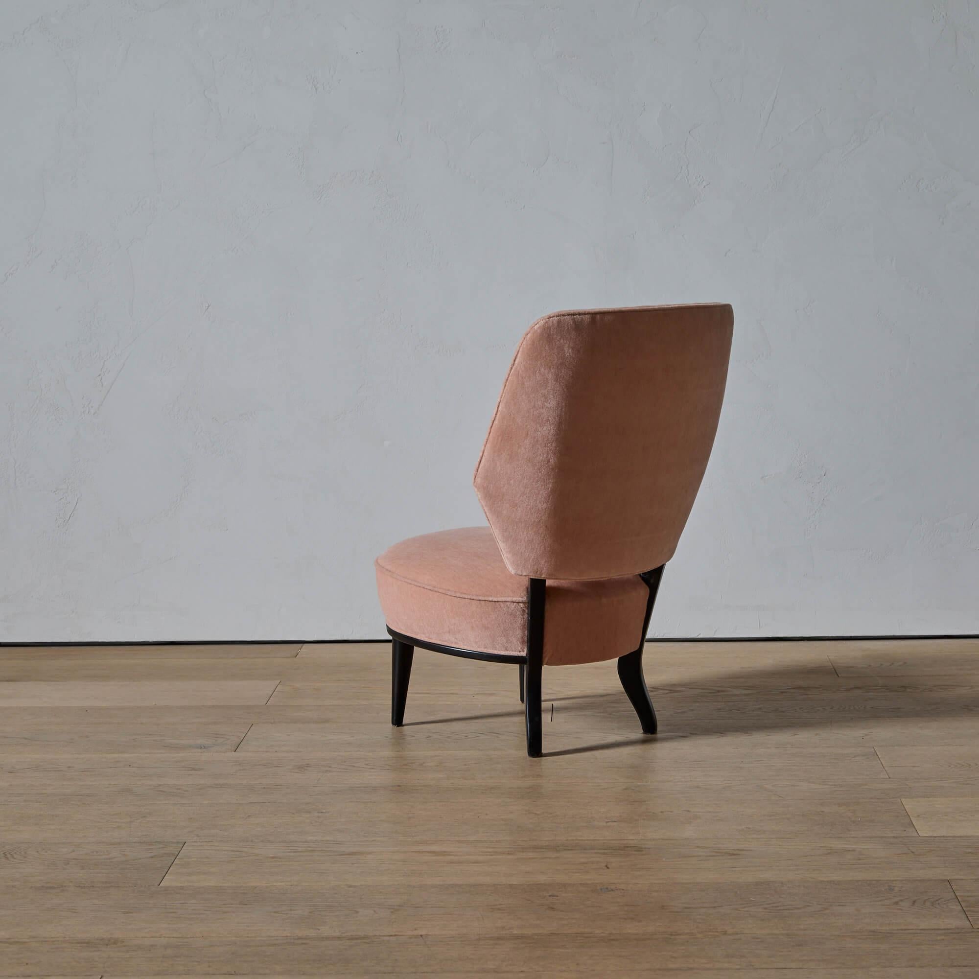 Ebanizzato Erik Chambert Pair of Slipper Chairs in vendita