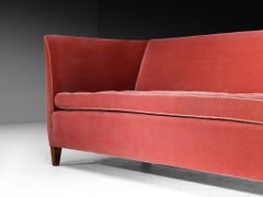 Erik Chambert Scandinavian Modern Sofa in Dusty Rose with Wooden Legs