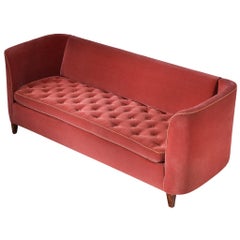 Erik Chambert Scandinavian Modern Sofa in Dusty Rose with Wooden Legs