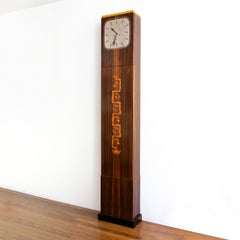Erik Chambert Swedish Art Deco Floor Clock in Rosewood and Decorative Marquetry