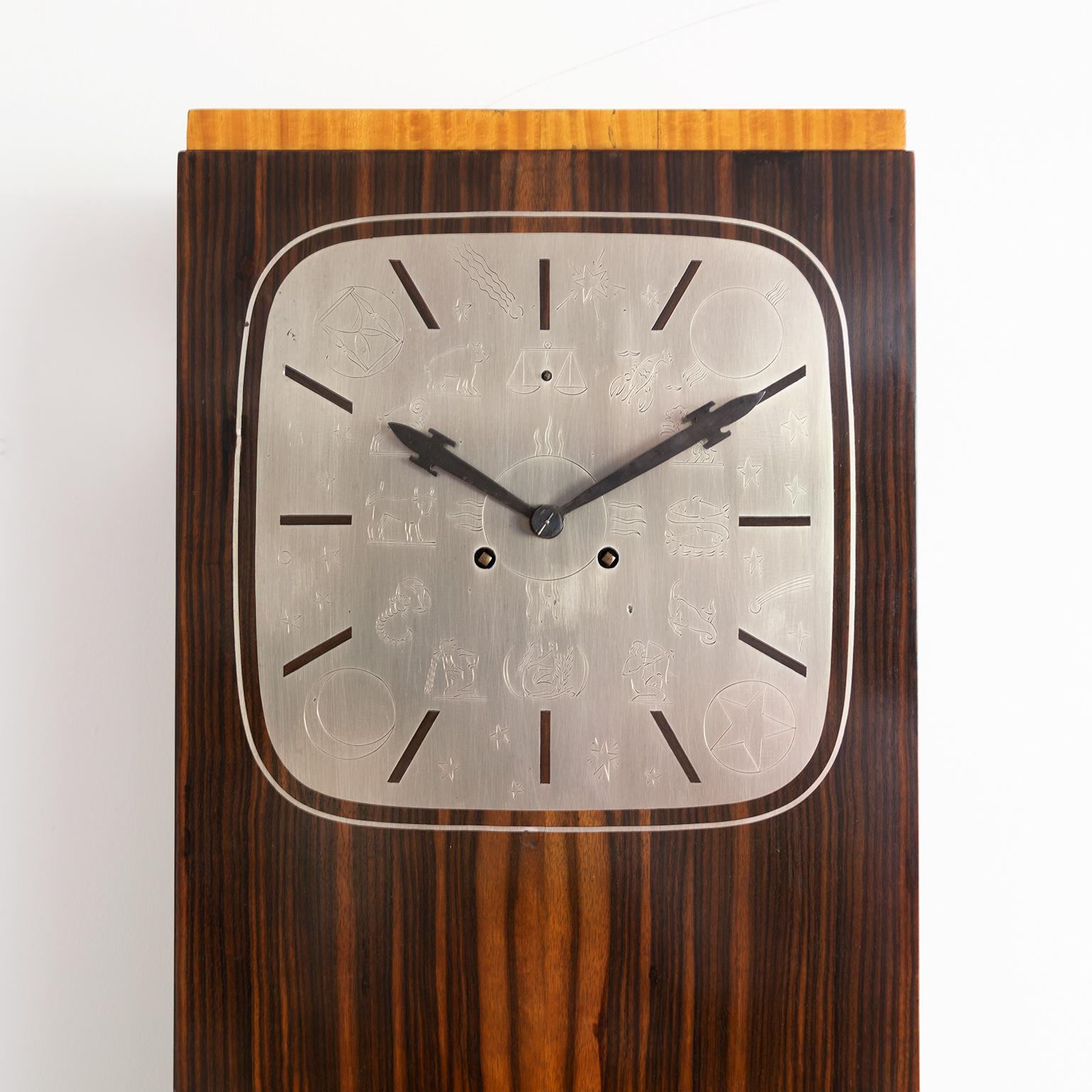 Scandinavian Erik Chambert Swedish Art Deco Floor Clock in Rosewood and Decorative Marquetry