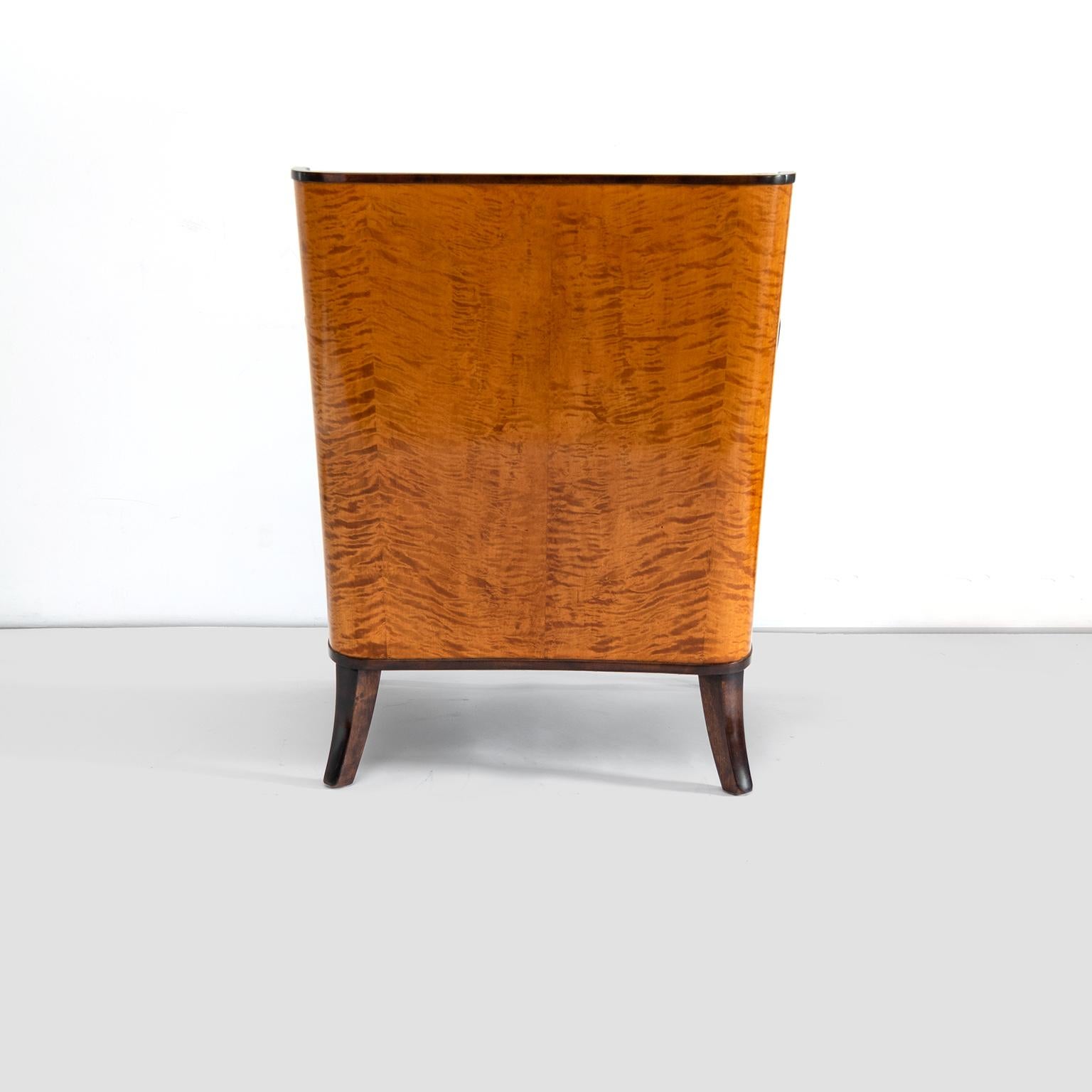 Scandinavian Erik Chambert Swedish Art Deco Pair of Lounge Chairs with Flame Birch Veneer