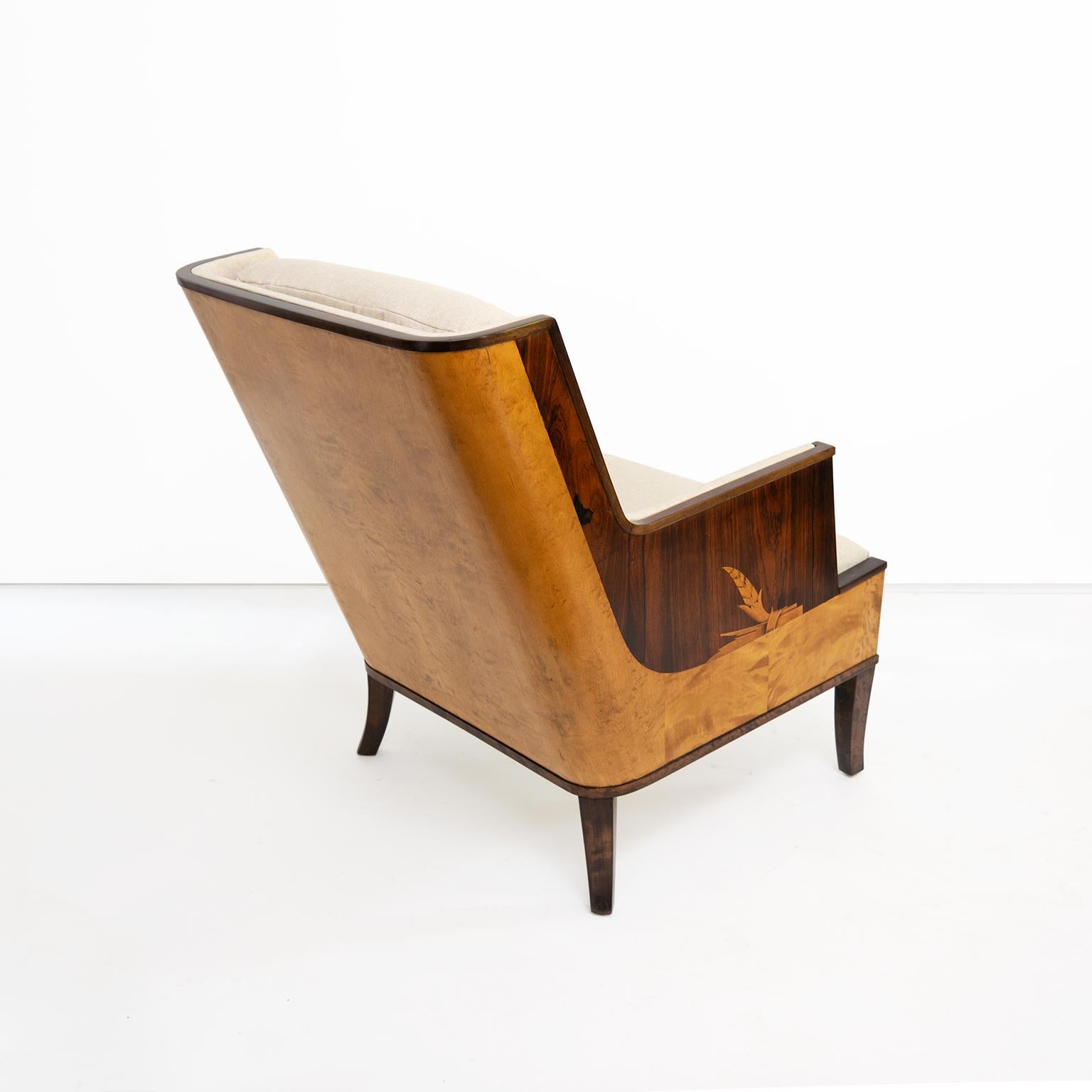 Erik Chambert Swedish Art Deco Scandinavian Modern Marquetry Lounge Chairs 6