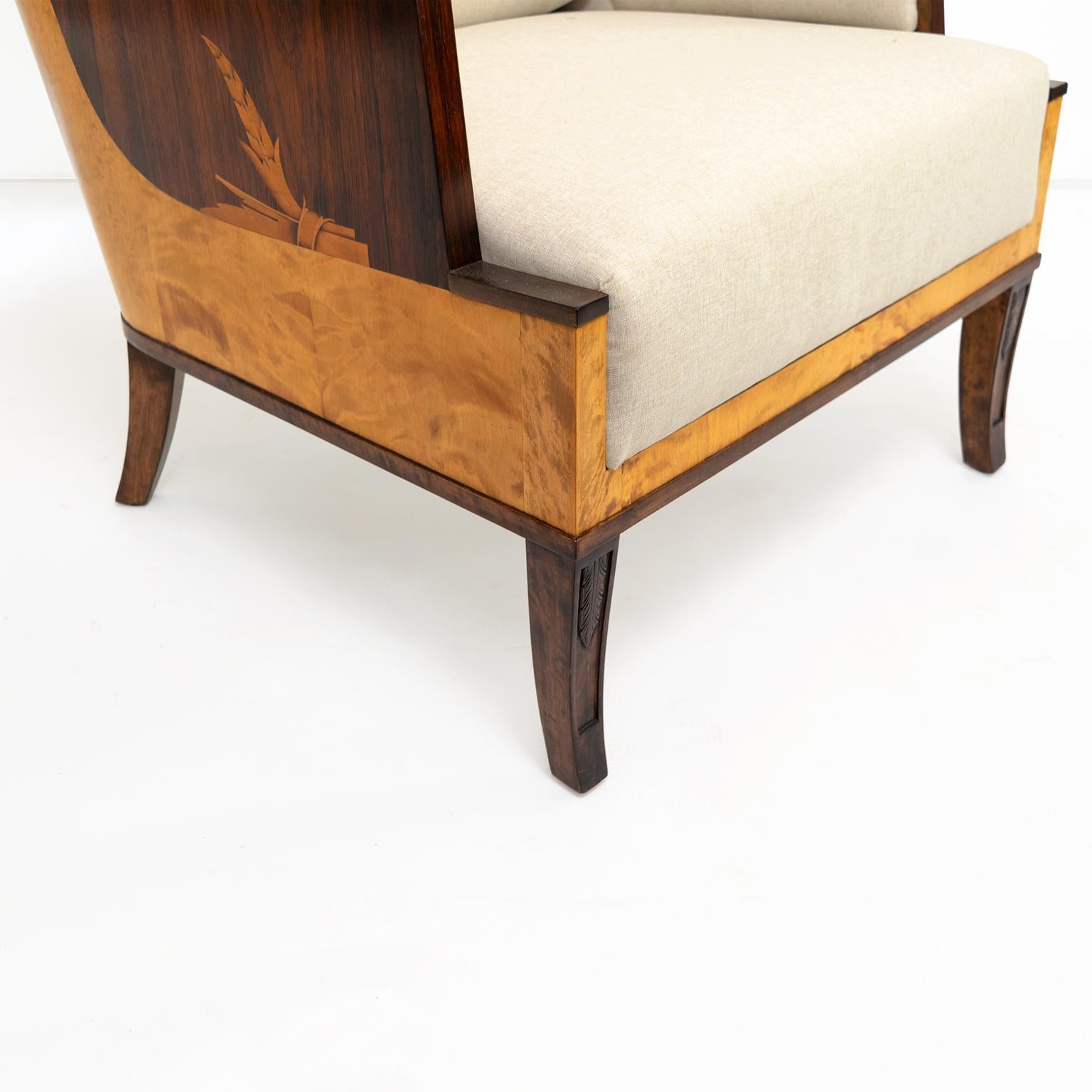 Erik Chambert Swedish Art Deco Scandinavian Modern Marquetry Lounge Chairs 7