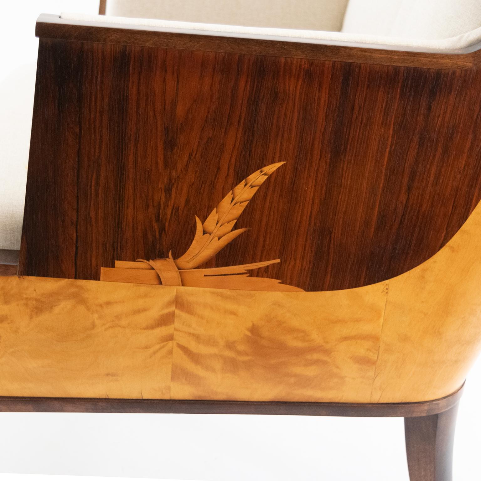 Erik Chambert Swedish Art Deco Scandinavian Modern Marquetry Lounge Chairs 8