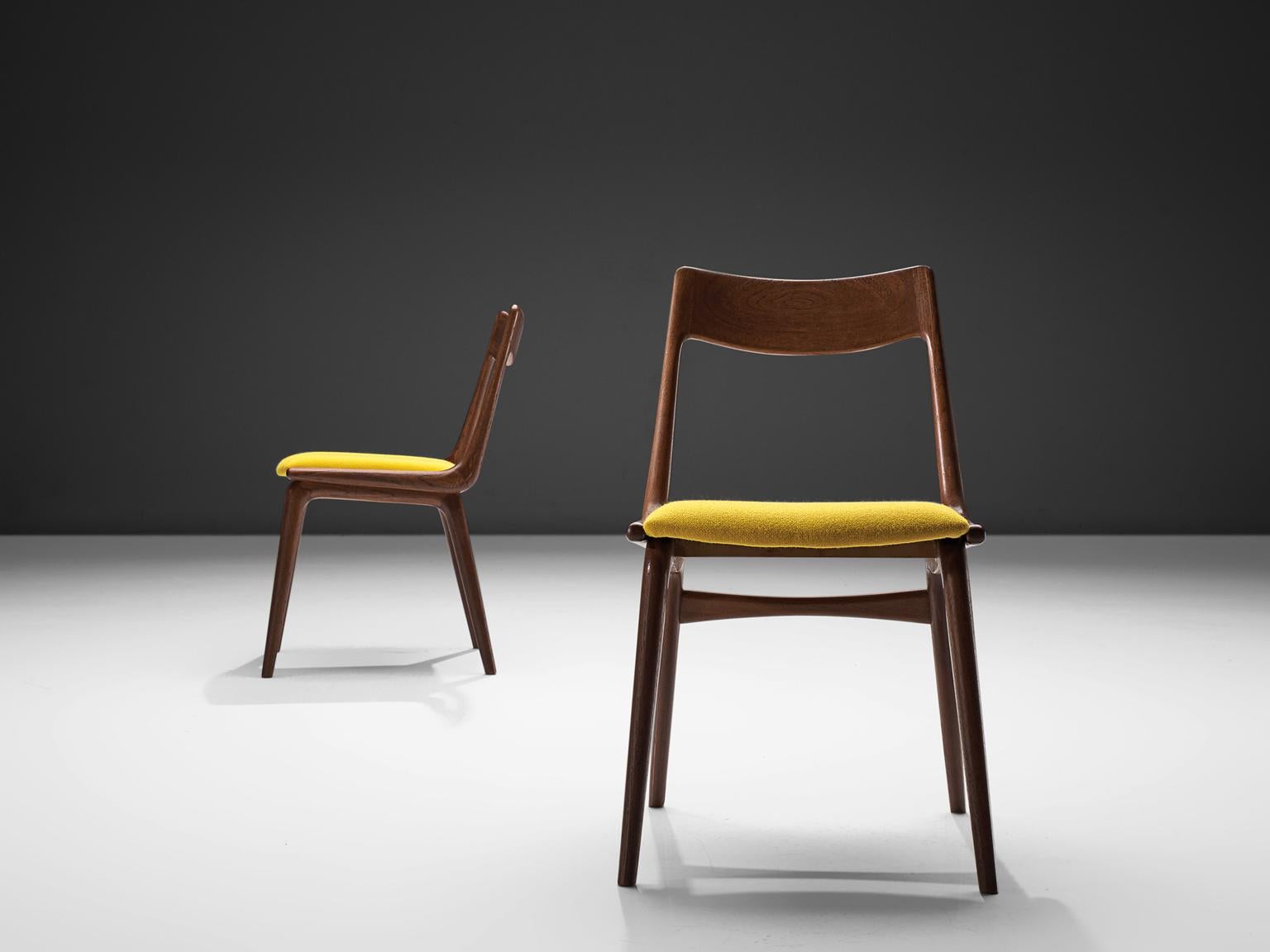 Scandinavian Modern 'Boomerang' Chairs in Teak by Alfred Christensen