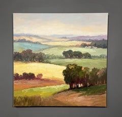 Erik Collins, "Rolling Hills" 40x40 Pastoral Countryside Oil Painting on Canvas
