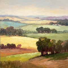 Erik Collins, "Rolling Hills" 40x40 Pastoral Countryside Oil Painting on Canvas