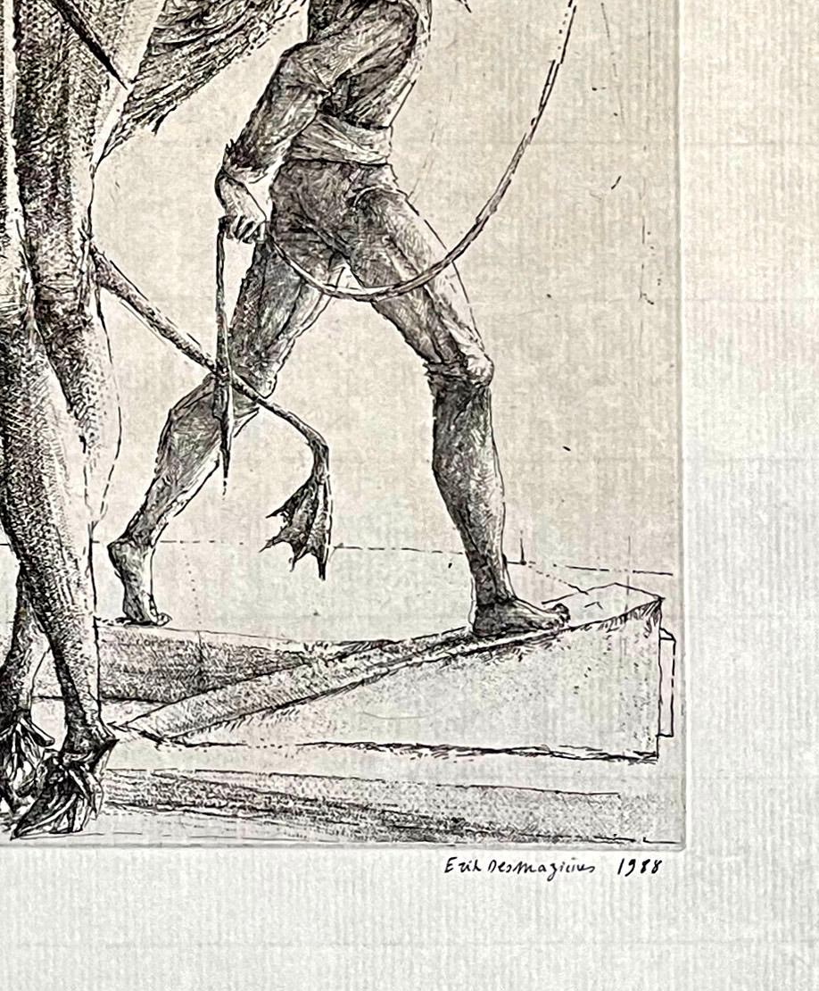 Pantalone - Beige Figurative Print by Erik Desmazieres