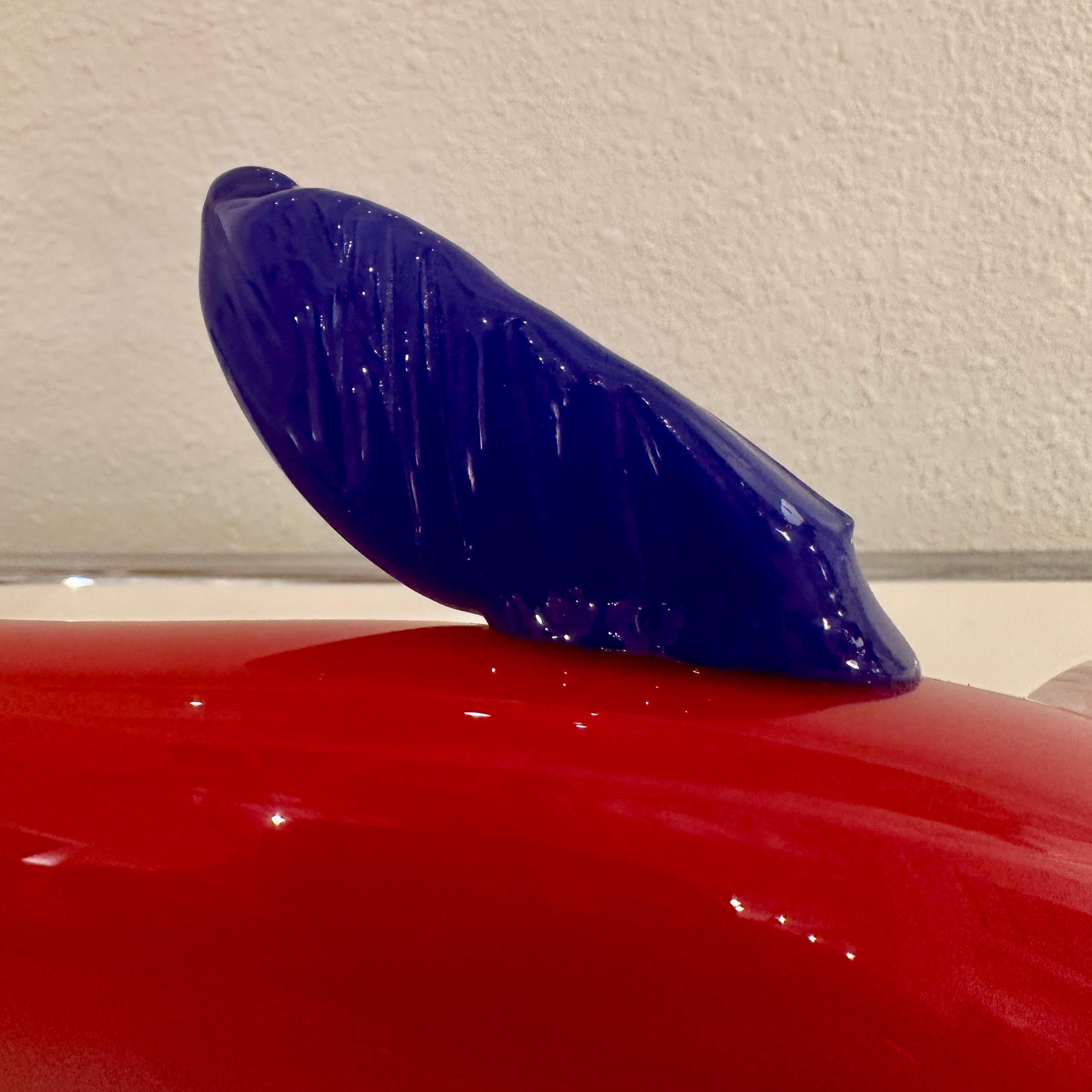 Erik Eiserling California Red and Blue Art Glass Fish, ca 2000s For Sale 7
