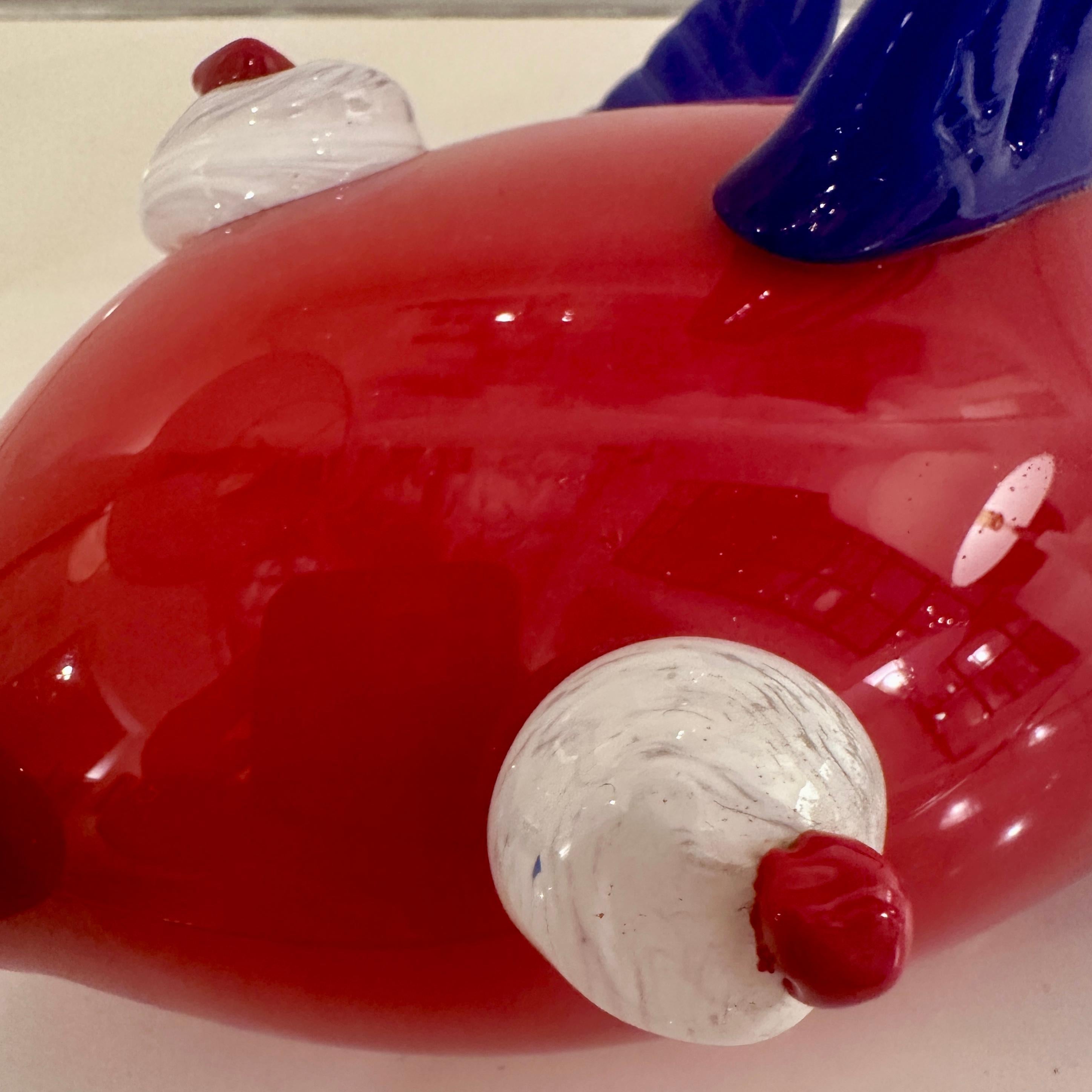 Contemporary Erik Eiserling California Red and Blue Art Glass Fish, ca 2000s For Sale