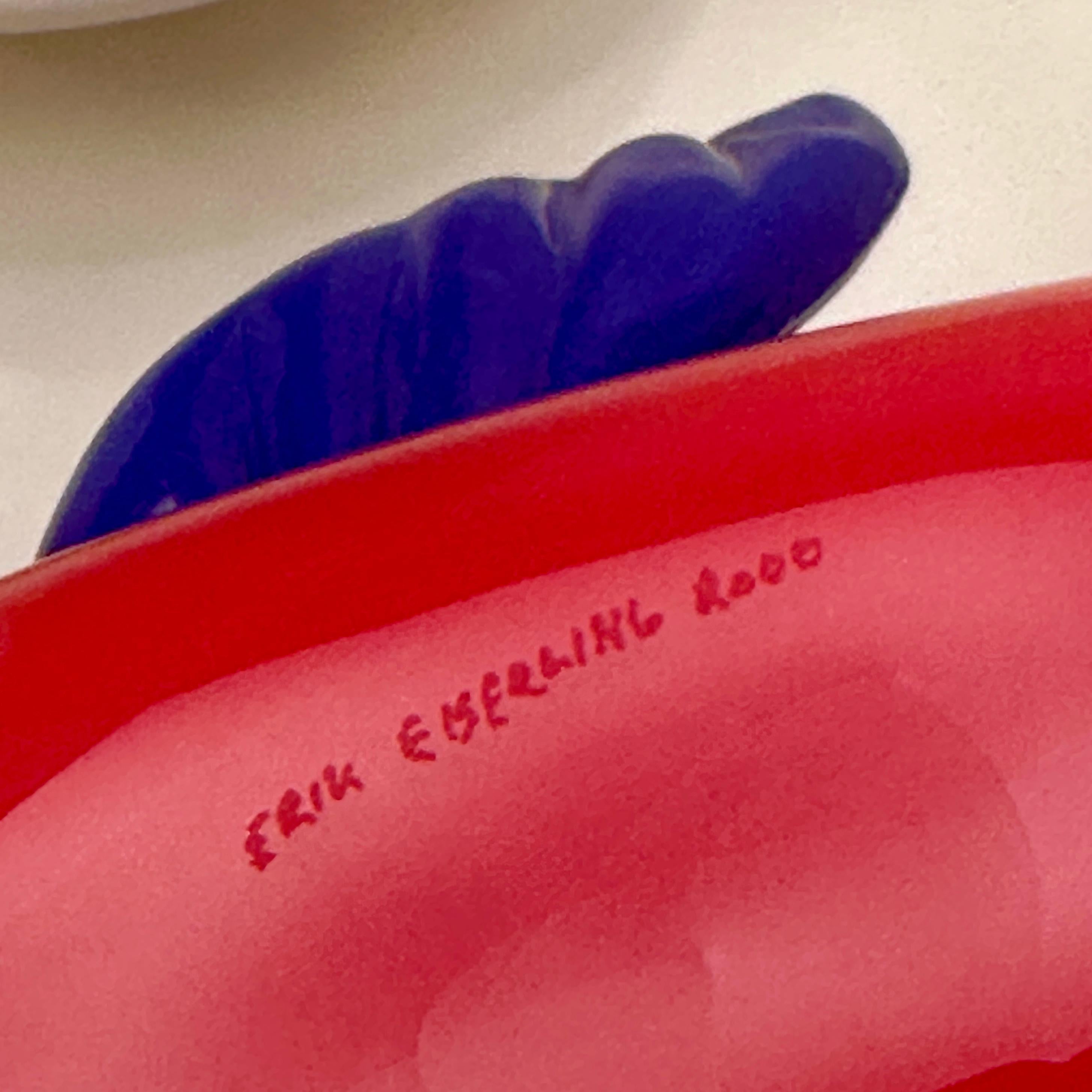 Erik Eiserling California Red and Blue Art Glass Fish, ca 2000s For Sale 2