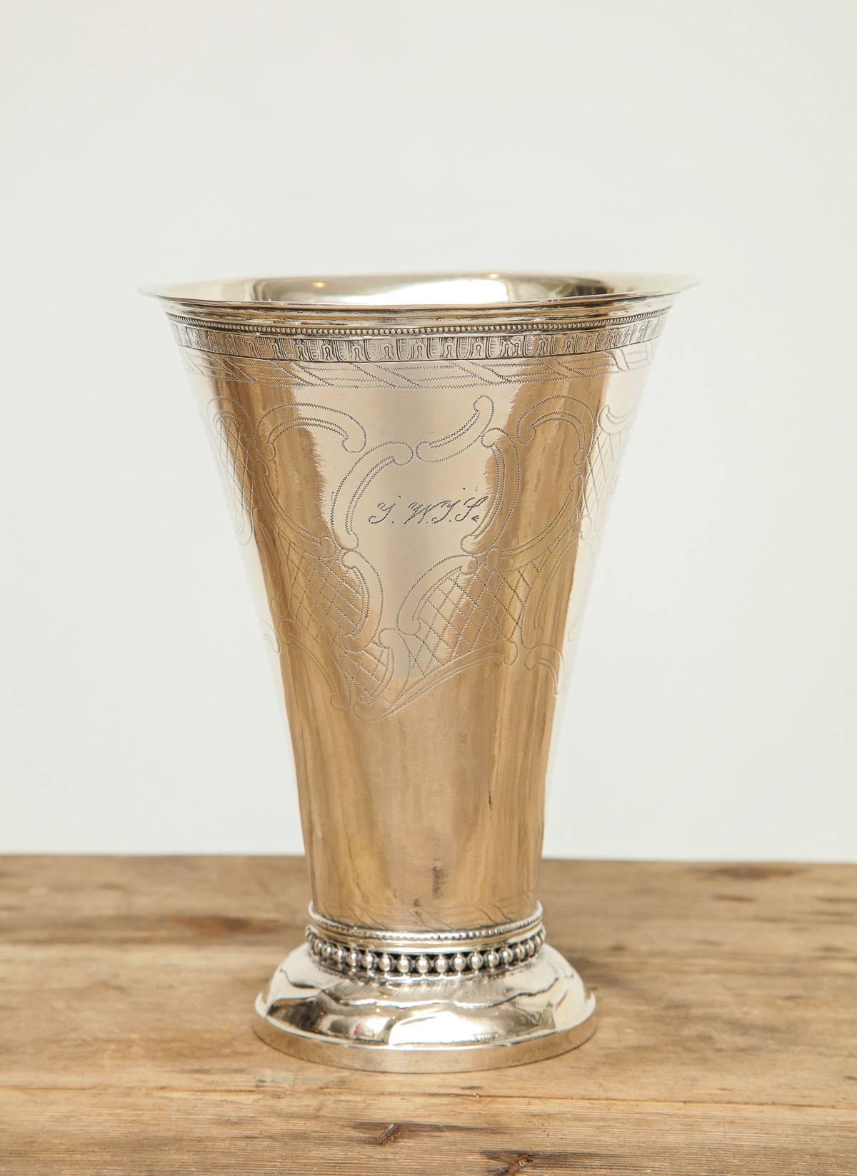Gustavian Erik Ernander 'Worked ca. 1755', Silver Beaker, Origin: Sweden, Dated 1788 For Sale