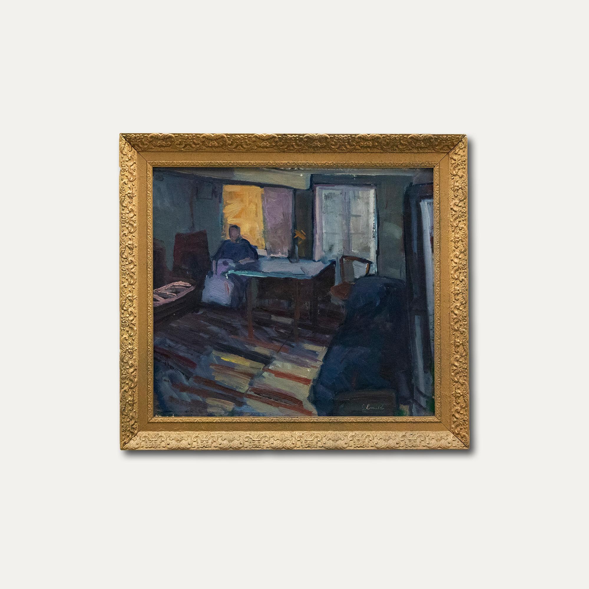 Erik Ewald (1903-1971) - Schwedische Schule Mitte des 20. Jahrhunderts Öl, Interieurstudie – Painting von  Erik Ewald 