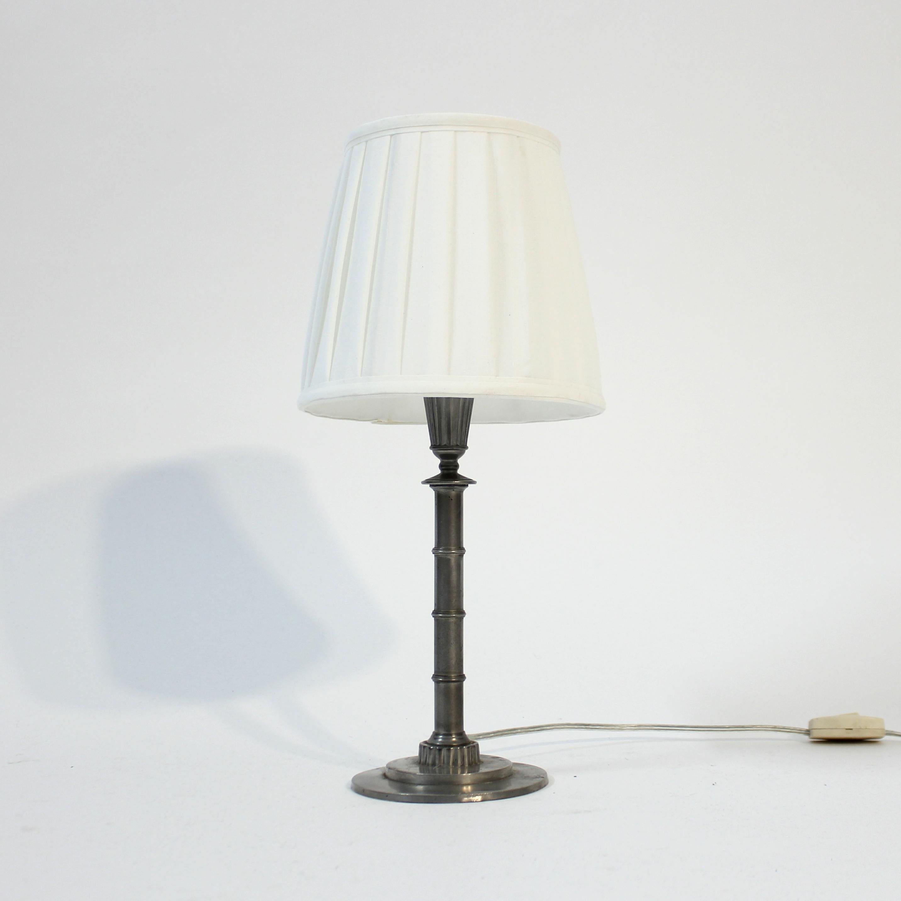 Scandinavian Modern Erik Fleming, Art Deco pewter table lamp, 1930s For Sale