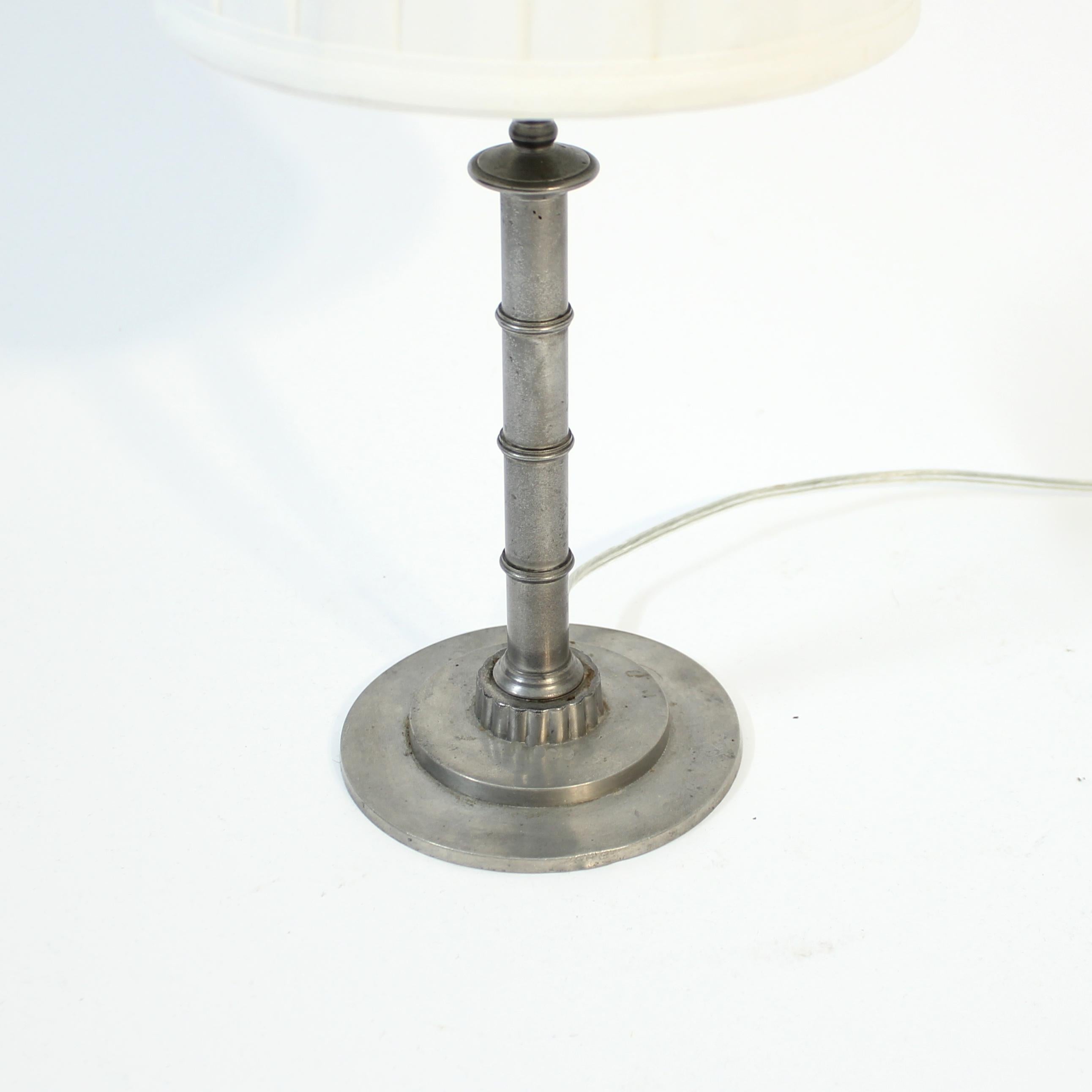 Erik Fleming, Art Deco pewter table lamp, 1930s In Good Condition For Sale In Uppsala, SE