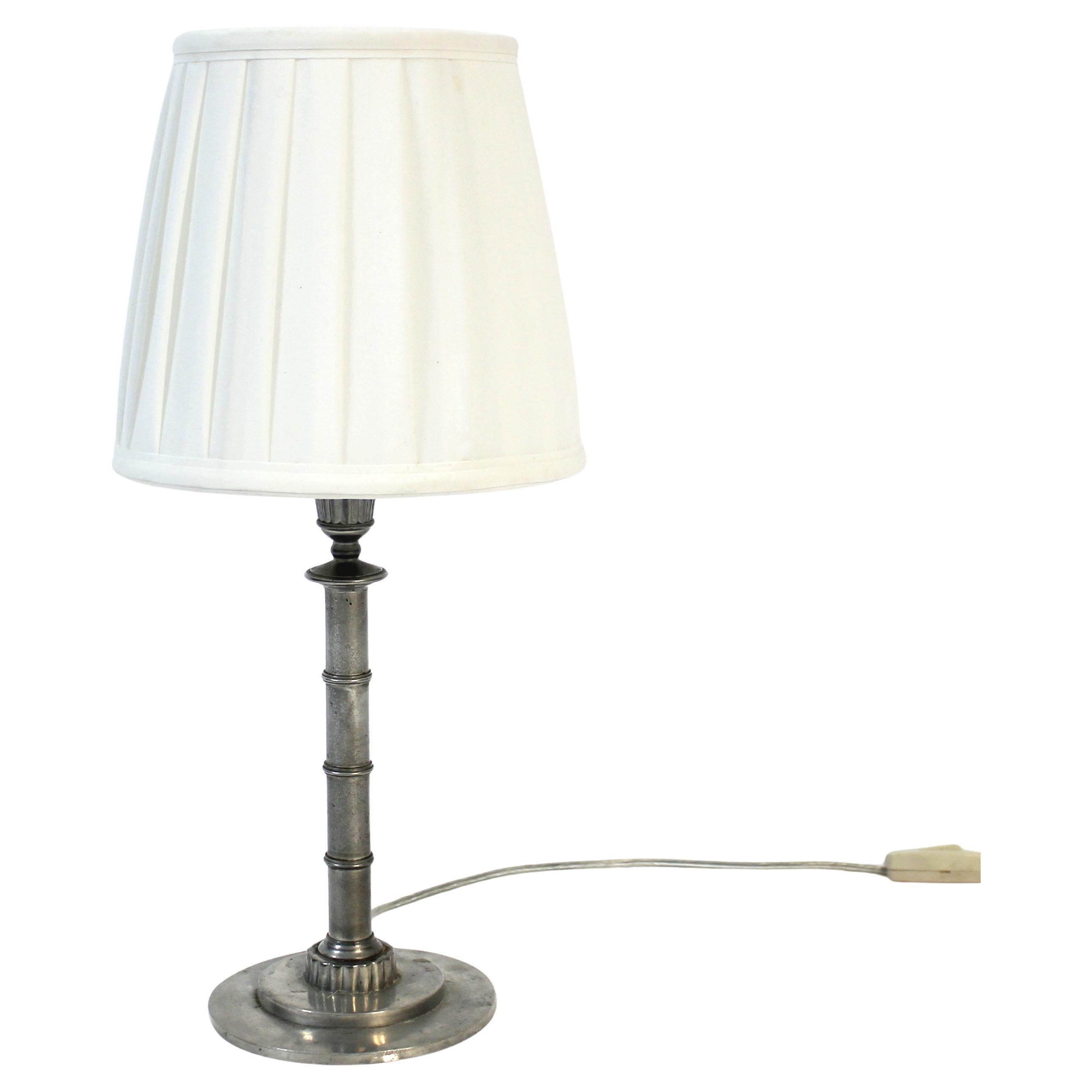 Erik Fleming, Art Deco pewter table lamp, 1930s For Sale