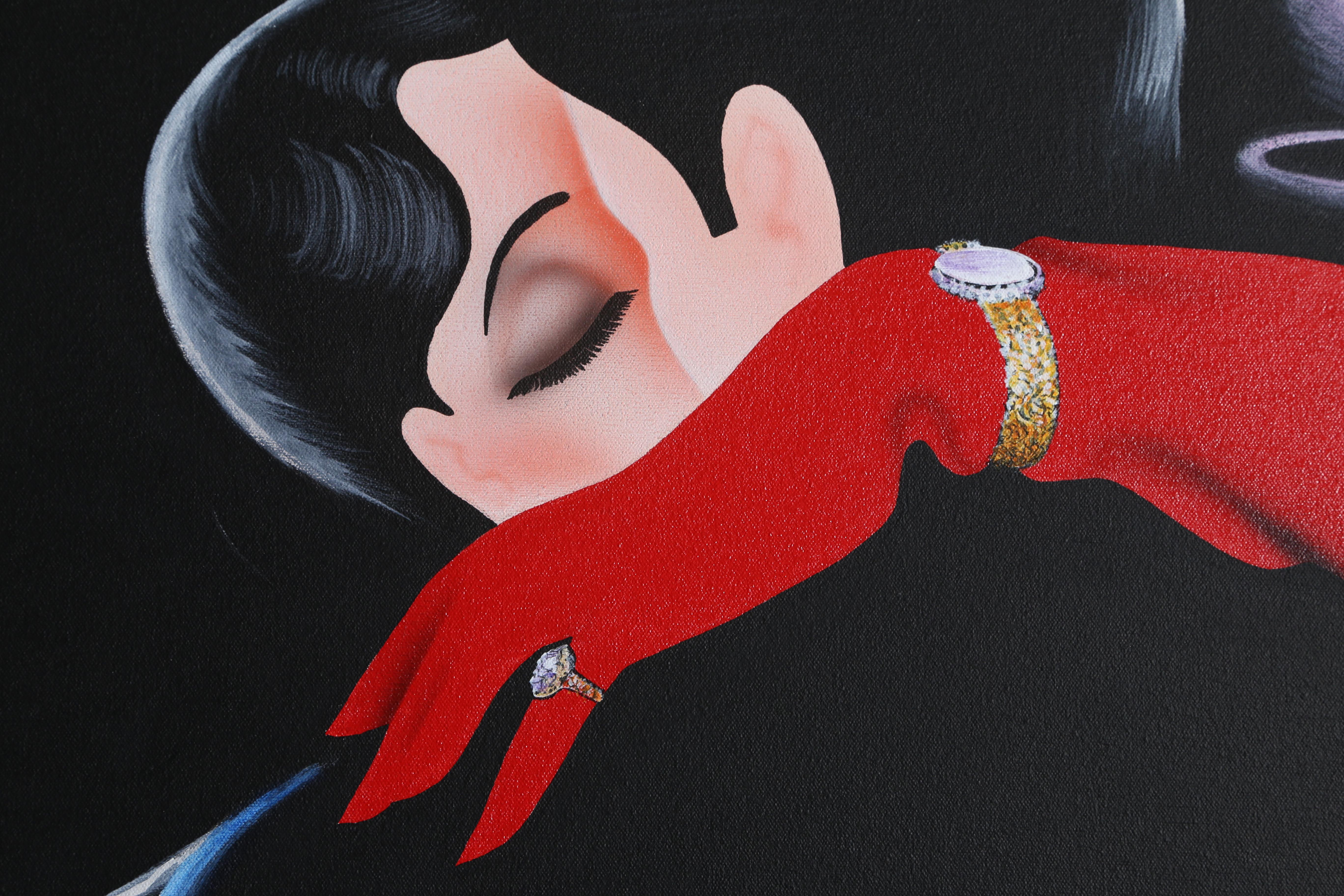 Un beso enjoyado, óleo art déco de Erik Freyman en venta 4